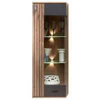 Hängevitrine in Grau/Natur - Schwarz, MODERN, Glas/Holzwerkstoff (45/129/38cm) - Mömax