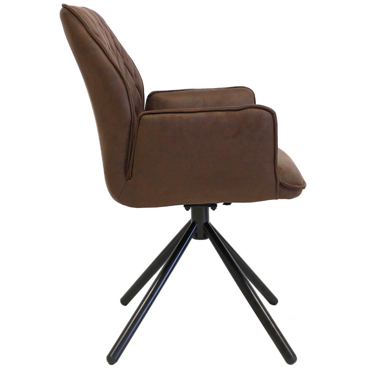 Armlehnstuhl Donny ca. 58x92 cm Braun - Dunkelbraun/Schwarz, LIFESTYLE, Textil/Metall (58/92/52cm) - MID.YOU