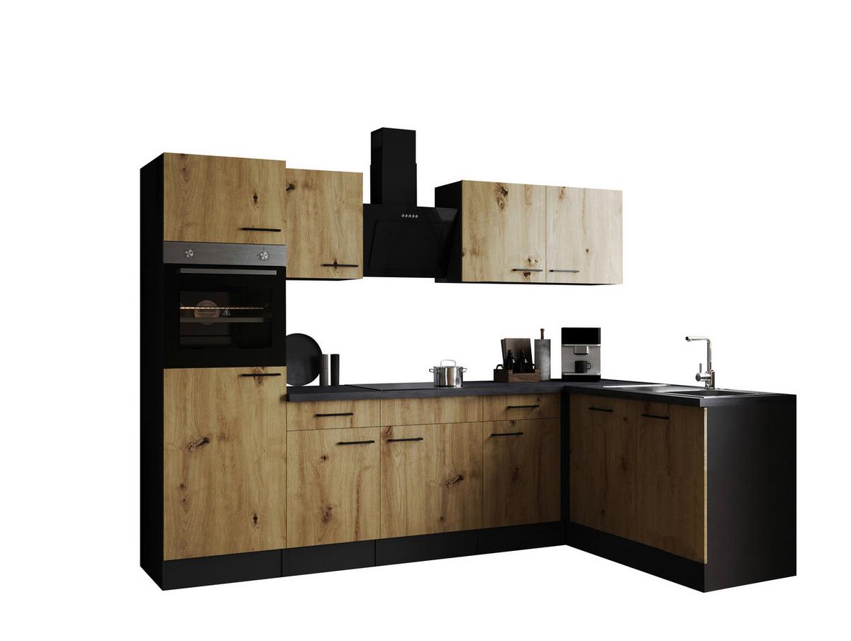 Kotna Kuhinja Z Aparati Oliver, 280x172cm - črna/siva, Design, kovina/leseni material (280/172cm) - Respekta