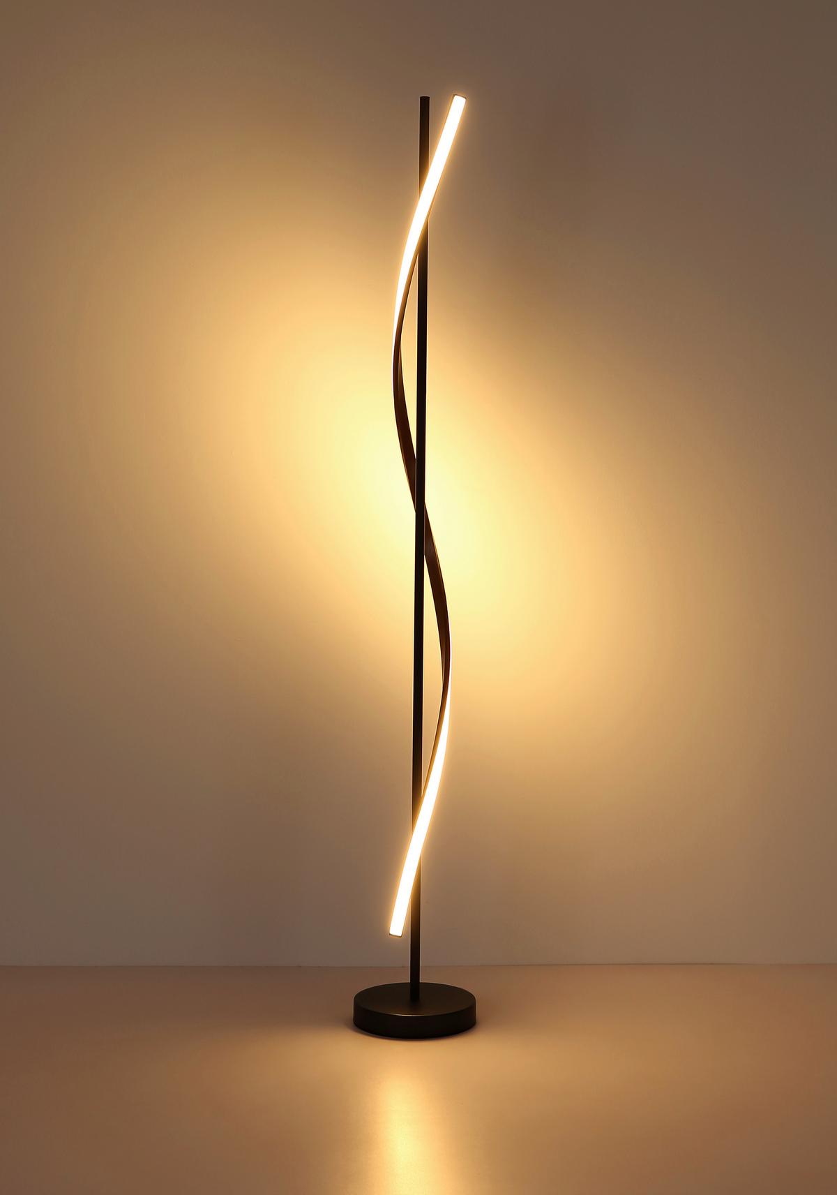 Led Állólámpa 67354s Watkins - barna/fekete, Design, műanyag/fém (20/150,7cm) - Globo