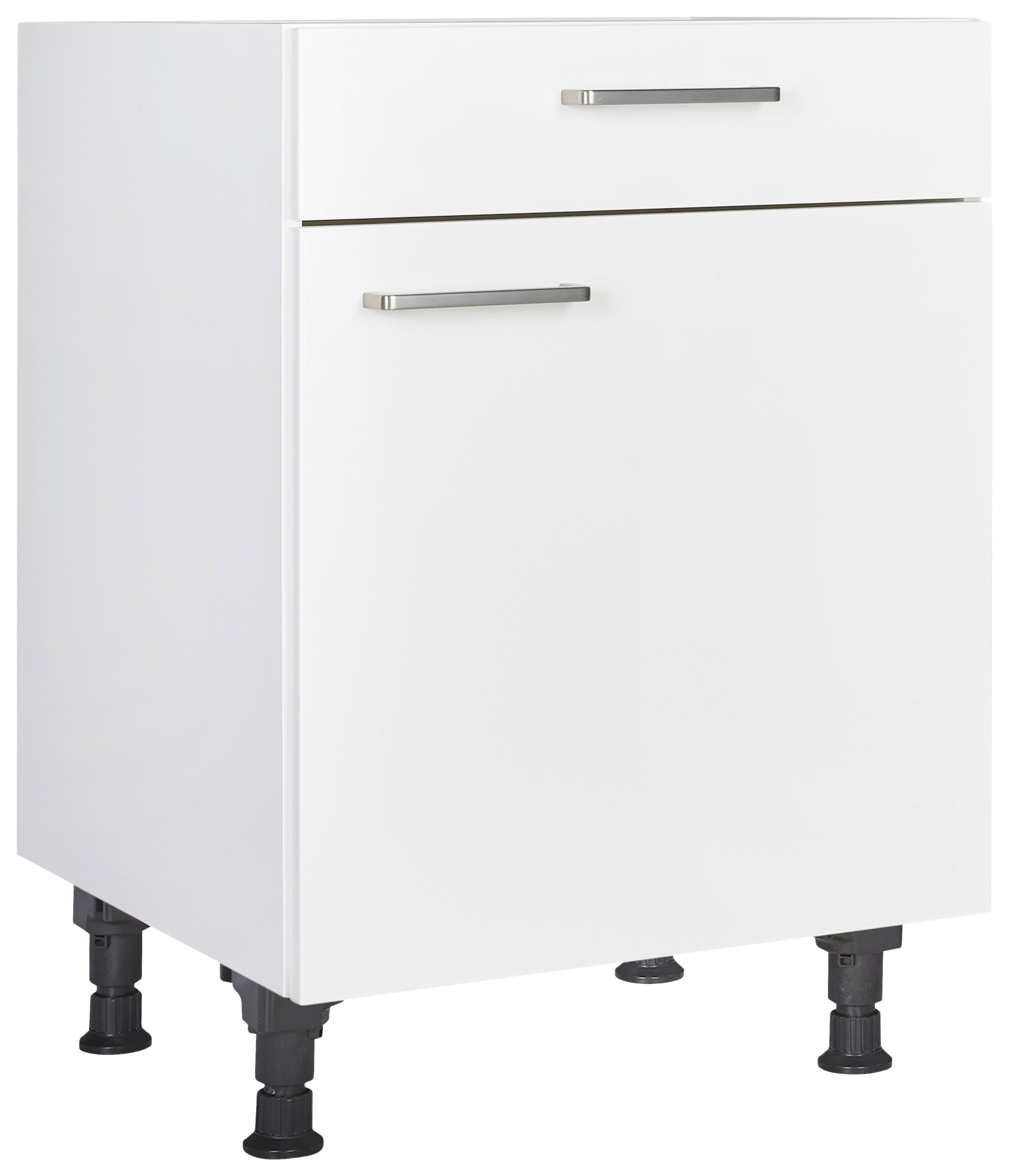 Schubkastenunterschrank Touch Weiß - Edelstahlfarben/Weiß, MODERN, Holzwerkstoff/Metall (60/87/56cm) - Nobilia