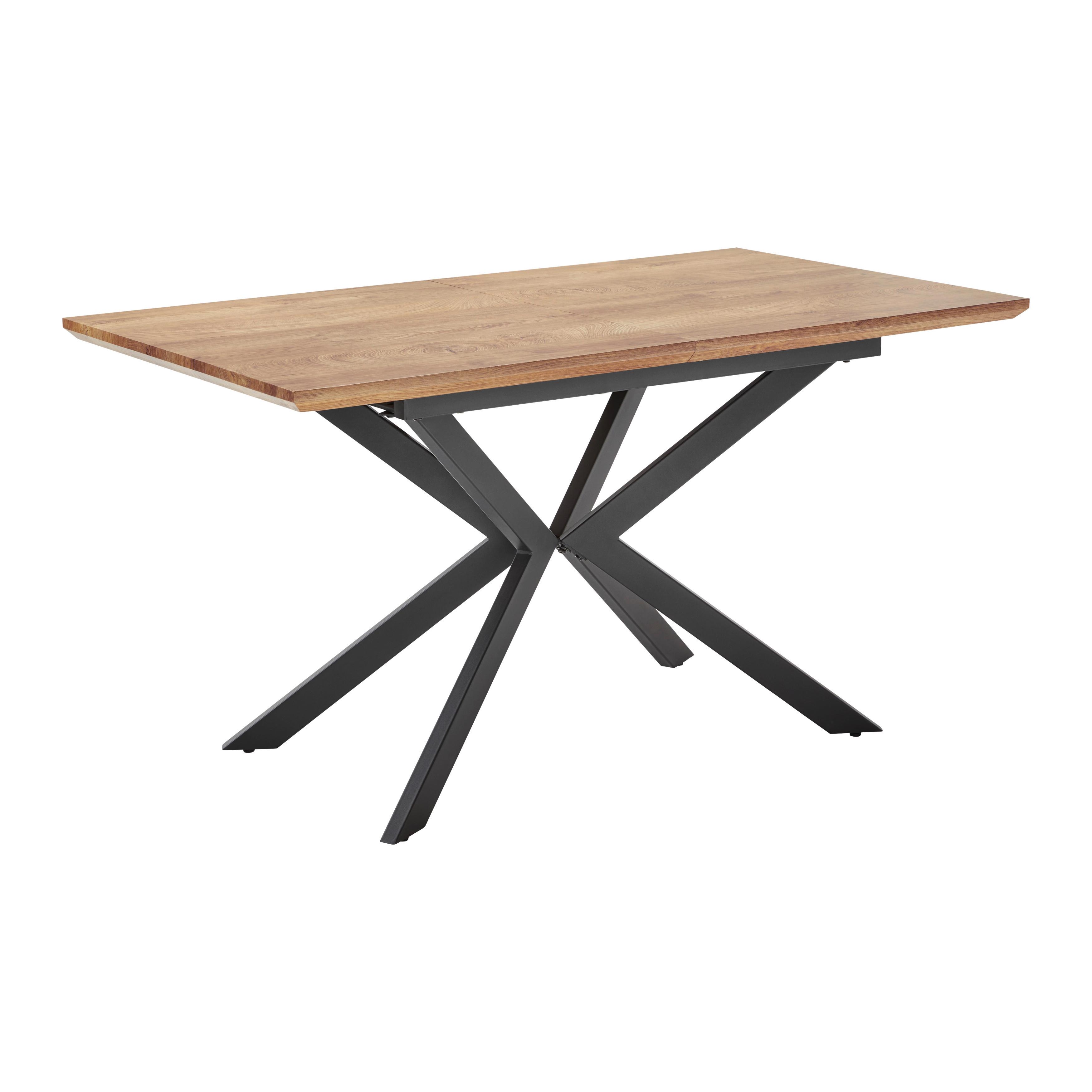Ausziehtisch Aki Walnussfarben MDF L/B/H ca. 140-180/80/76 cm - Walnussfarben/Schwarz, MODERN, Holzwerkstoff/Metall (140-180/76/80cm) - Bessagi Home