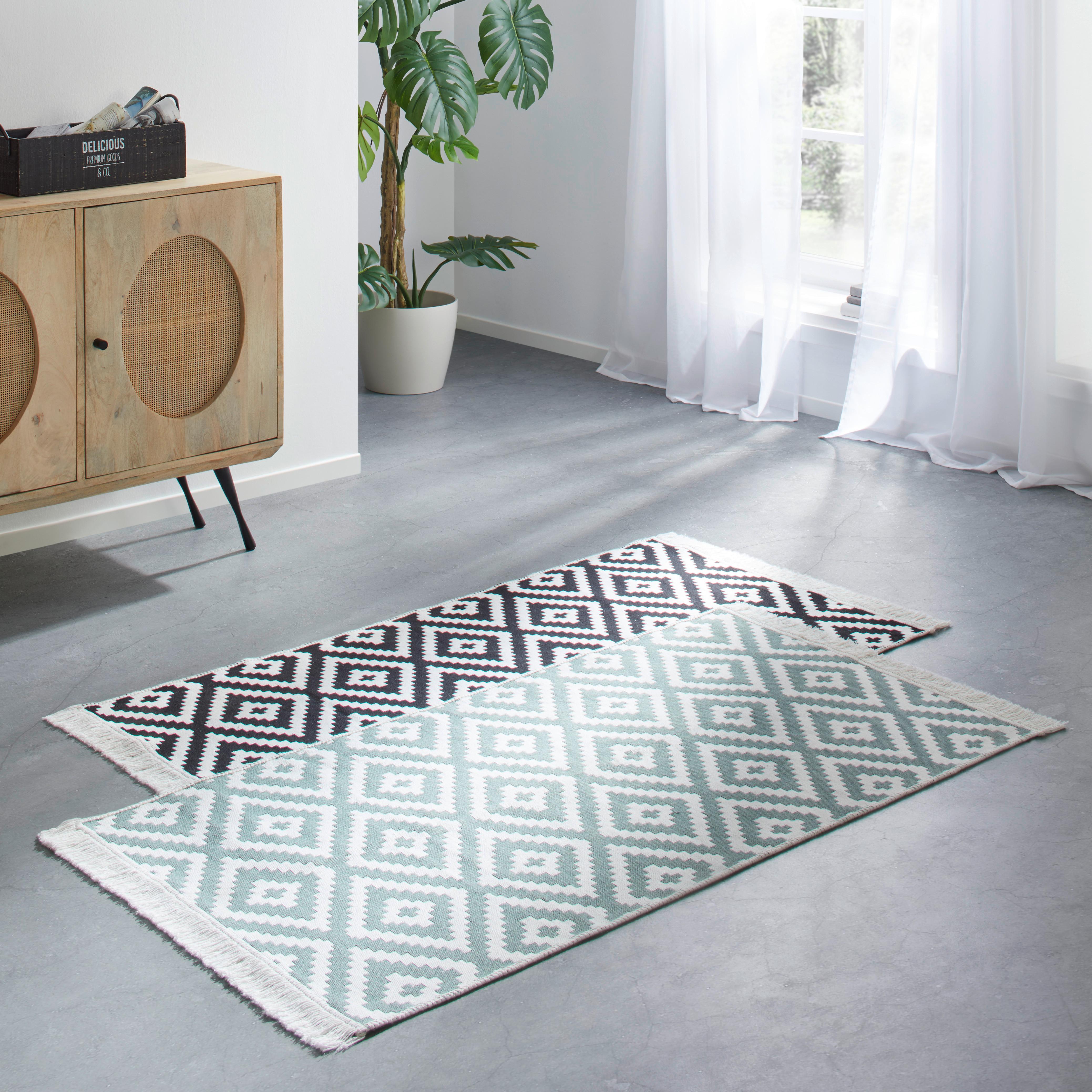 HANDVÄVD MATTA INAYA 1 - vit/antracit, Modern, textil (80/150cm) - Mömax