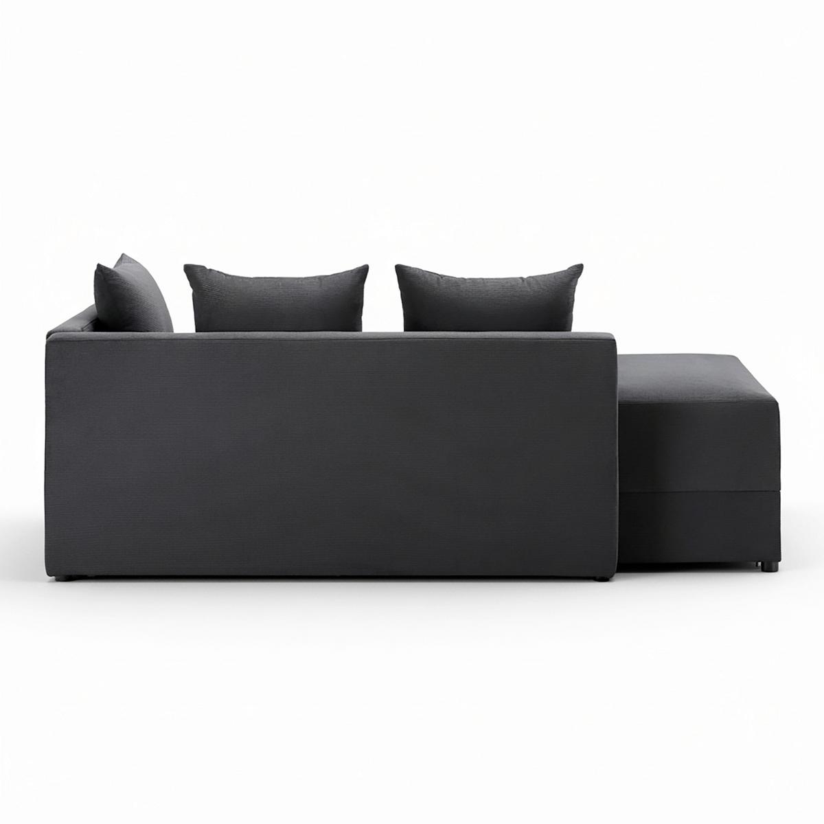 Sofa Elea Dunkelgrau Cord - Dunkelgrau/Schwarz, MODERN, Holz/Kunststoff (90/100/210cm) - Bessagi Home