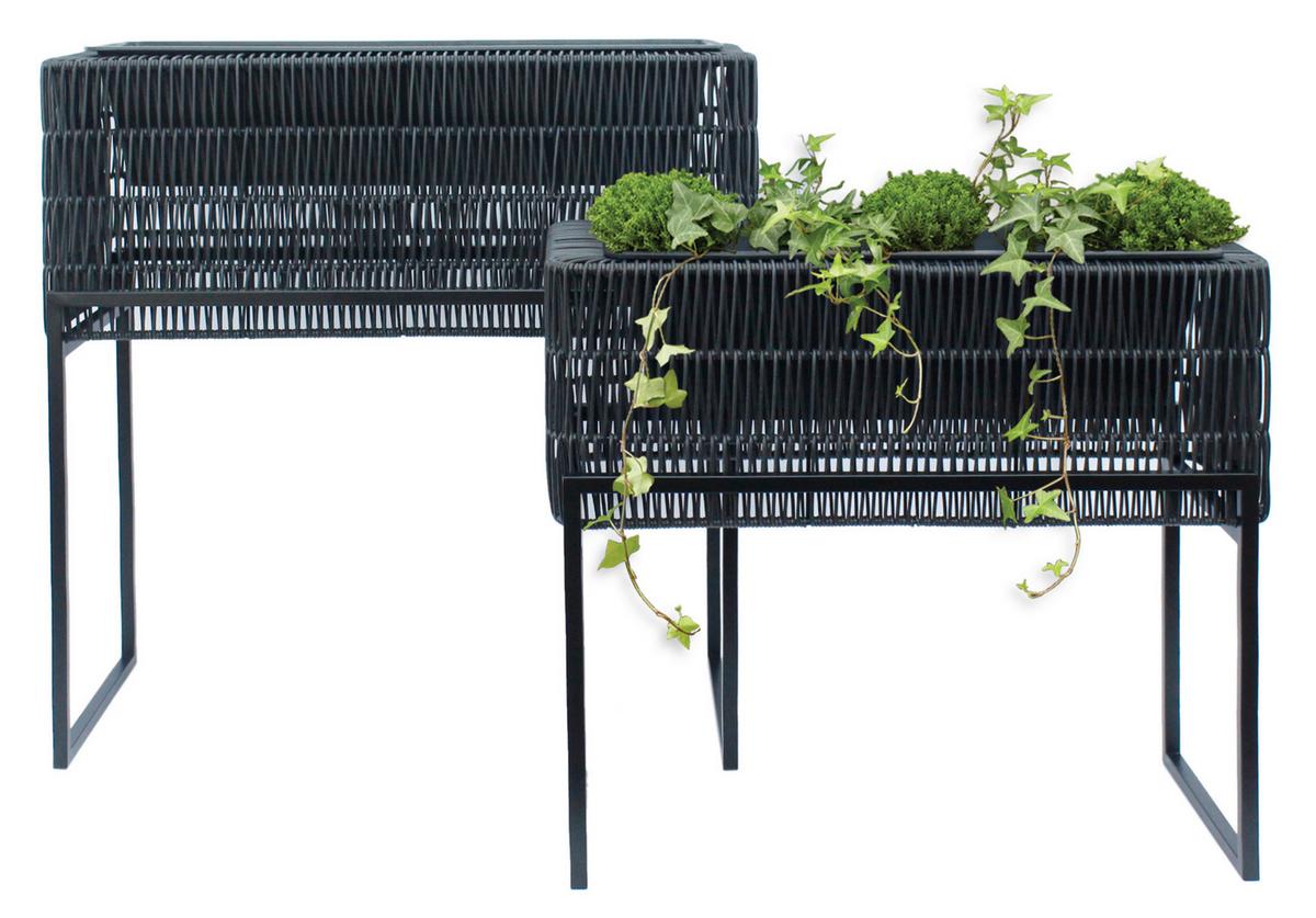 Übertopf-Set Fauna Schwarz, 2er Set - Schwarz, Kunststoff/Metall - Mömax