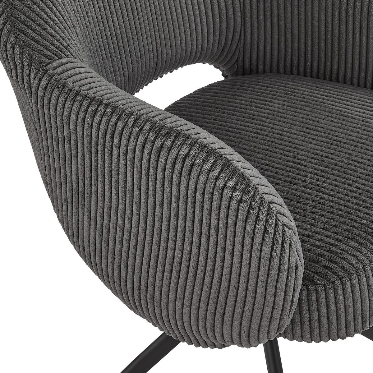 Naslanjač Cord, Temno Siva, Vrtljiv - temno siva/črna, Moderno, kovina/tekstil (58/84/60cm) - Livetastic