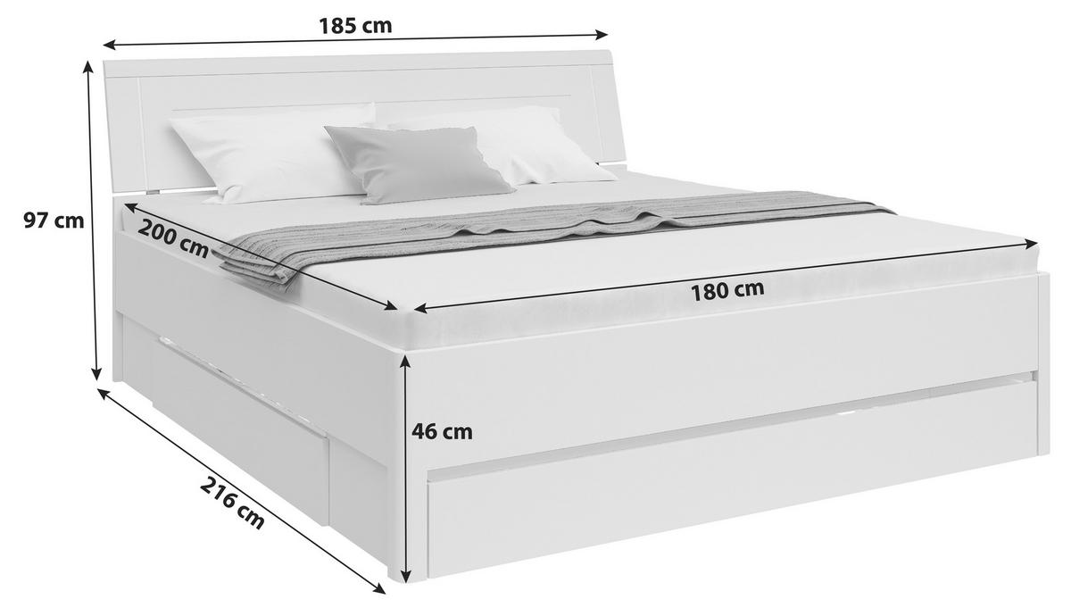 PAT SATURN 180 - alb/grafit, Konventionell, material pe bază de lemn (180/200cm)