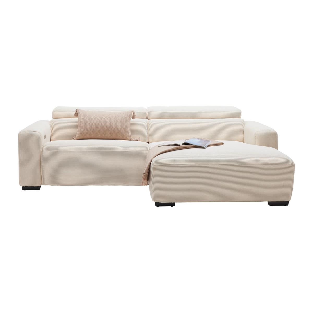 Canapé d'angle Bondico 255 Beige - beige/noir, Modern, métal/textile (255/170cm) - Mömax
