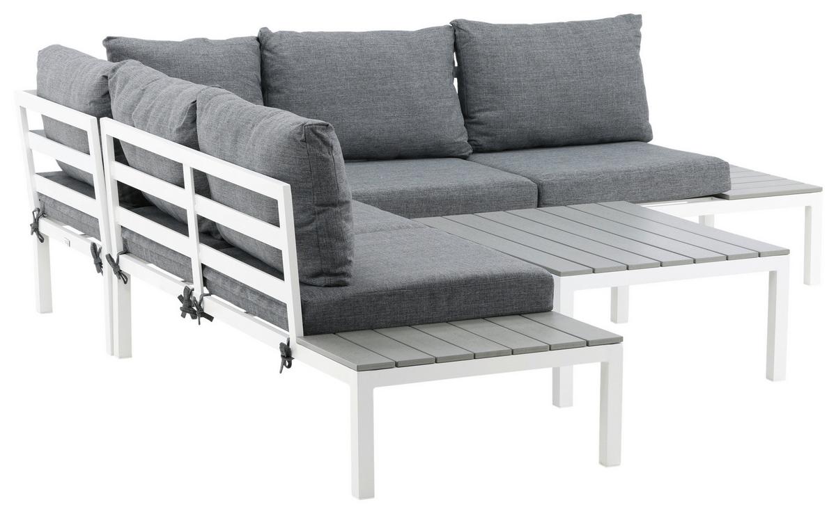 Loungegarnitur Odense ca. 133x167 cm Weiß - Weiß, KONVENTIONELL, Metall (133/167cm) - Gardenson