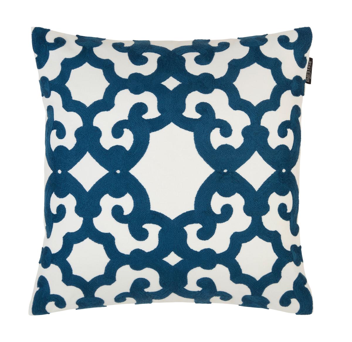 Zierkissen Bella in Blau/Weiß ca. 45x45cm - Blau, MODERN, Textil (45/45cm) - Mary's