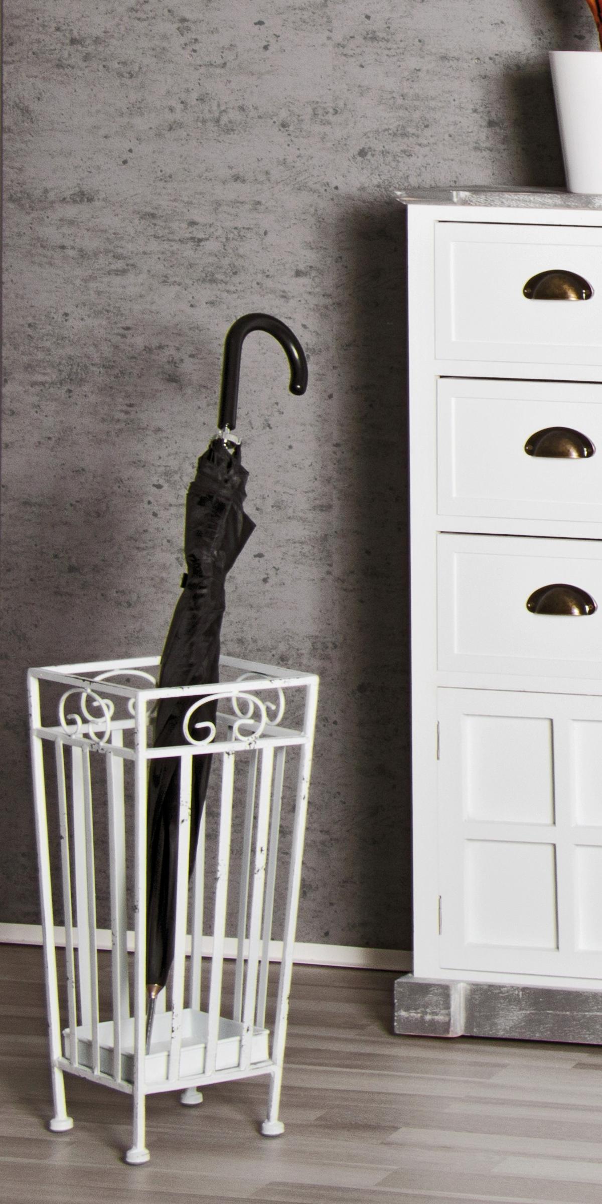 STOJAK NA PARASOLE HANNE - biały, Design, metal (20/46/20cm)