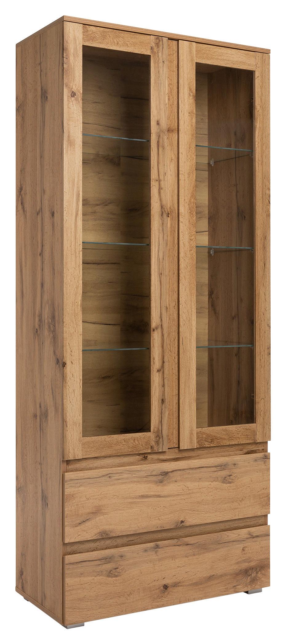 Vitrina Image, Barva Hrasta - srebrne barve/barve hrasta, Konvencionalno, steklo/leseni material (80/191/40cm) - MID.YOU