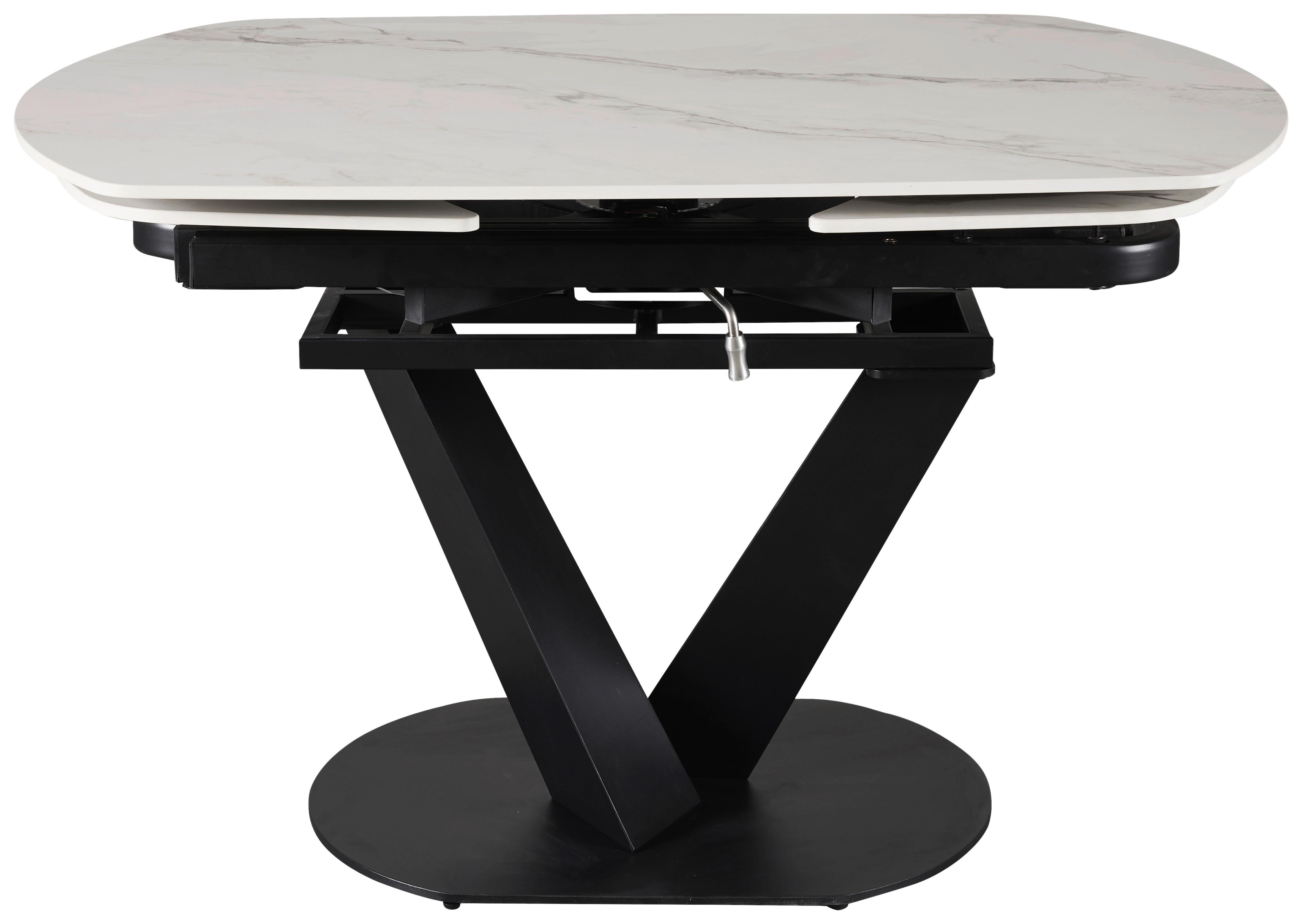 UTDRAGBART BORD NICOLAS - vit/svart, Modern, metall/sten (120-180/90/75-77cm) - Mömax