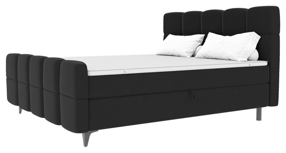 Boxbett Mona Schwarz ca. 140x200cm - Schwarz, KONVENTIONELL, Kunststoff/Textil (140/200cm) - Mömax
