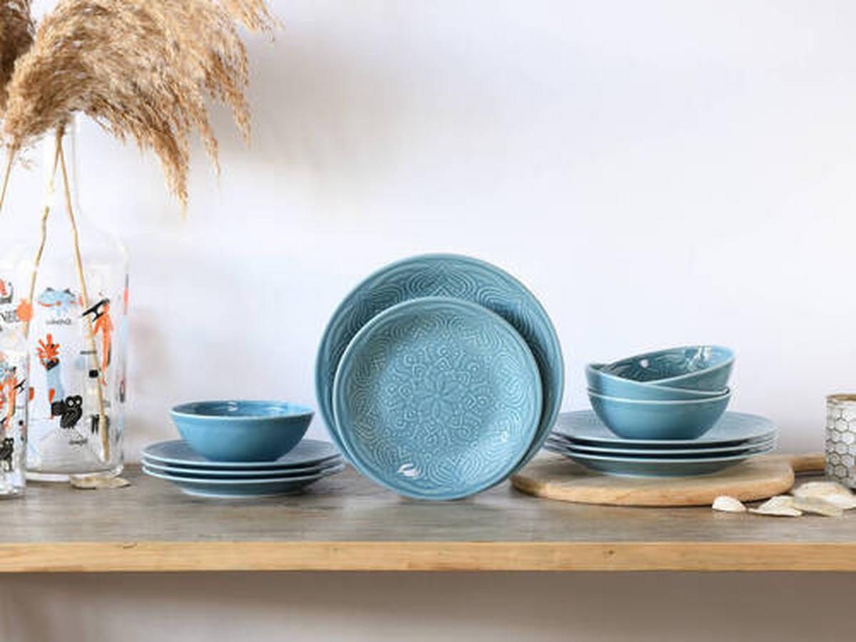 Jedilni Servis Orient Mandala, 12-Delni - svetlo modra, Trend, keramika - Creatable