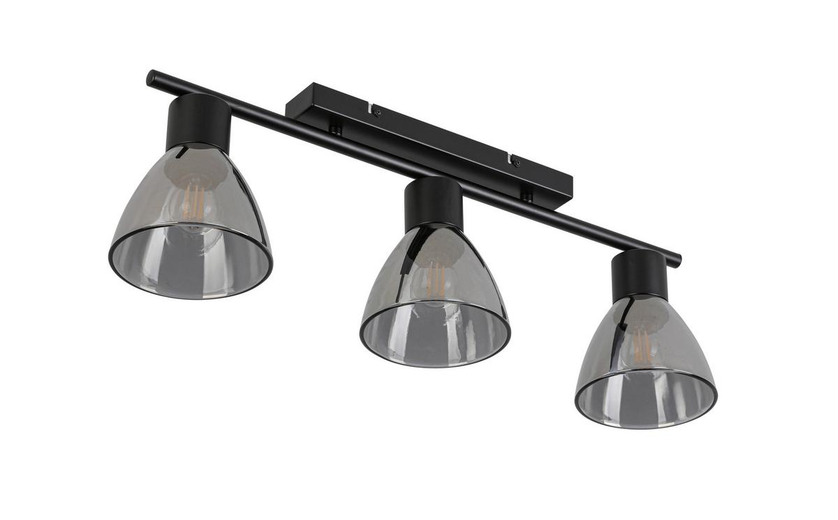 Stropna Svetilka Komol - črna/prosojno, Moderno, kovina/steklo (66/13/22cm) - Modern Living