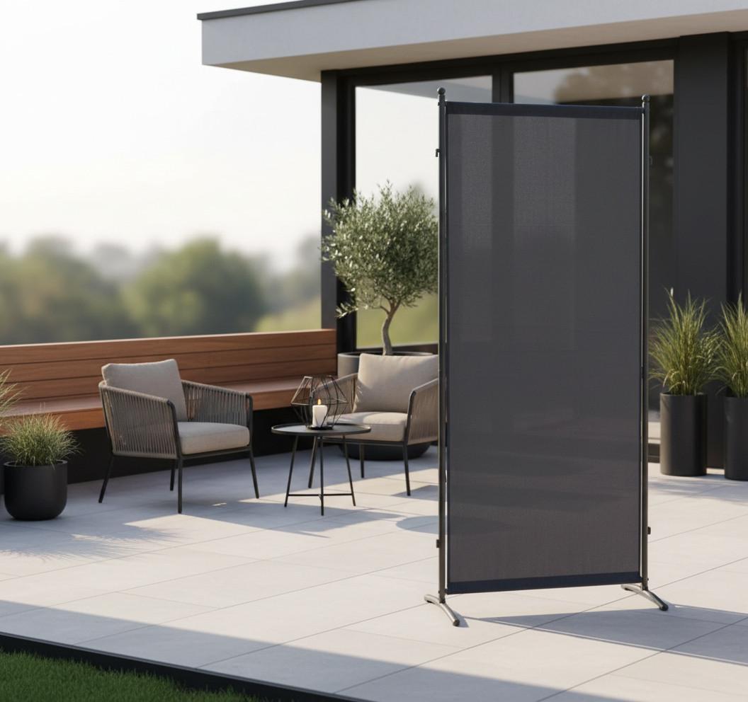 Sichtschutz Textil Silber/Grau - Silberfarben/Grau, KONVENTIONELL, Textil/Metall (80/188/50cm) - Gardenson