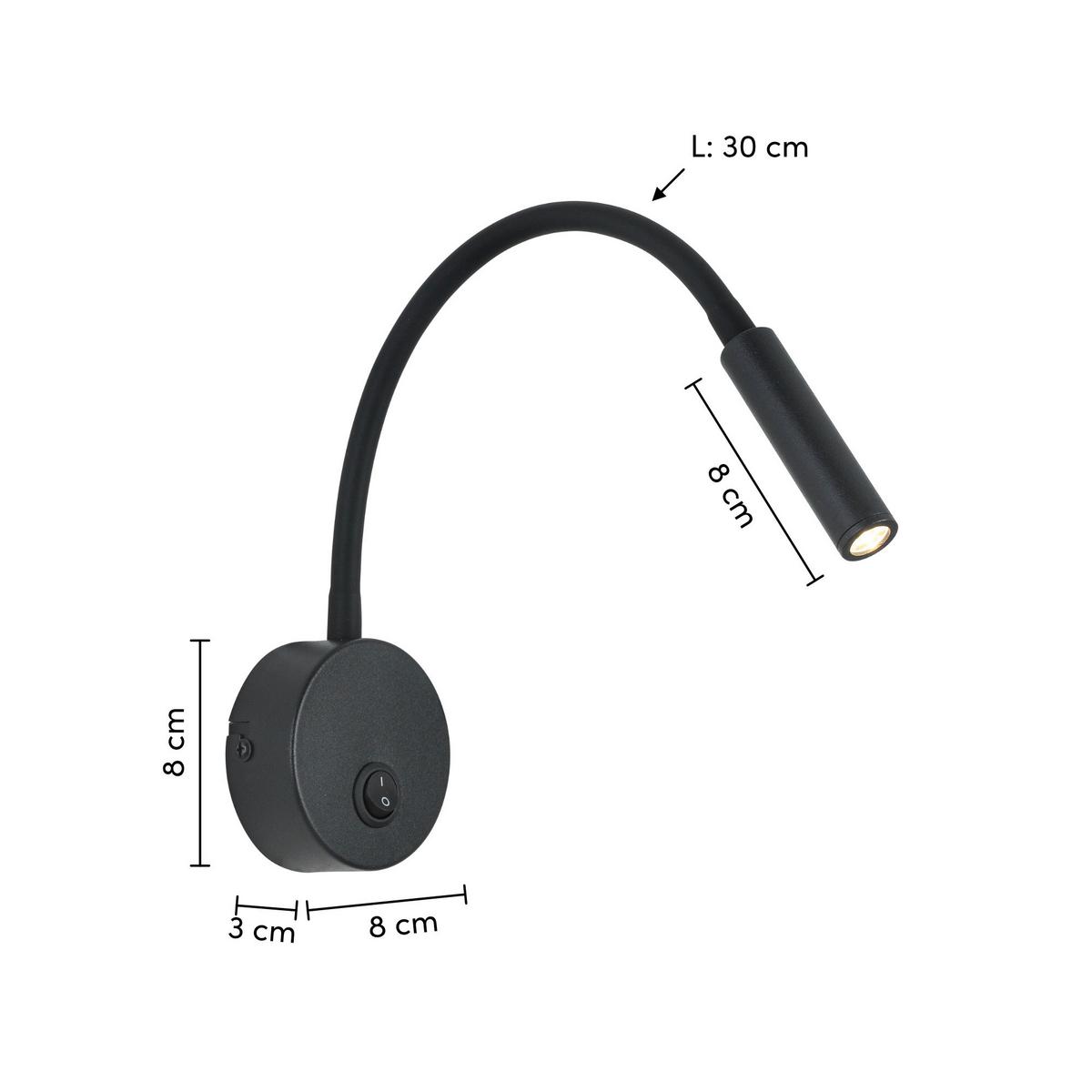 Led Svjetiljka Zidna Huoim - crna, Konvencionalno, metal/plastika (3/8/46cm) - Mömax