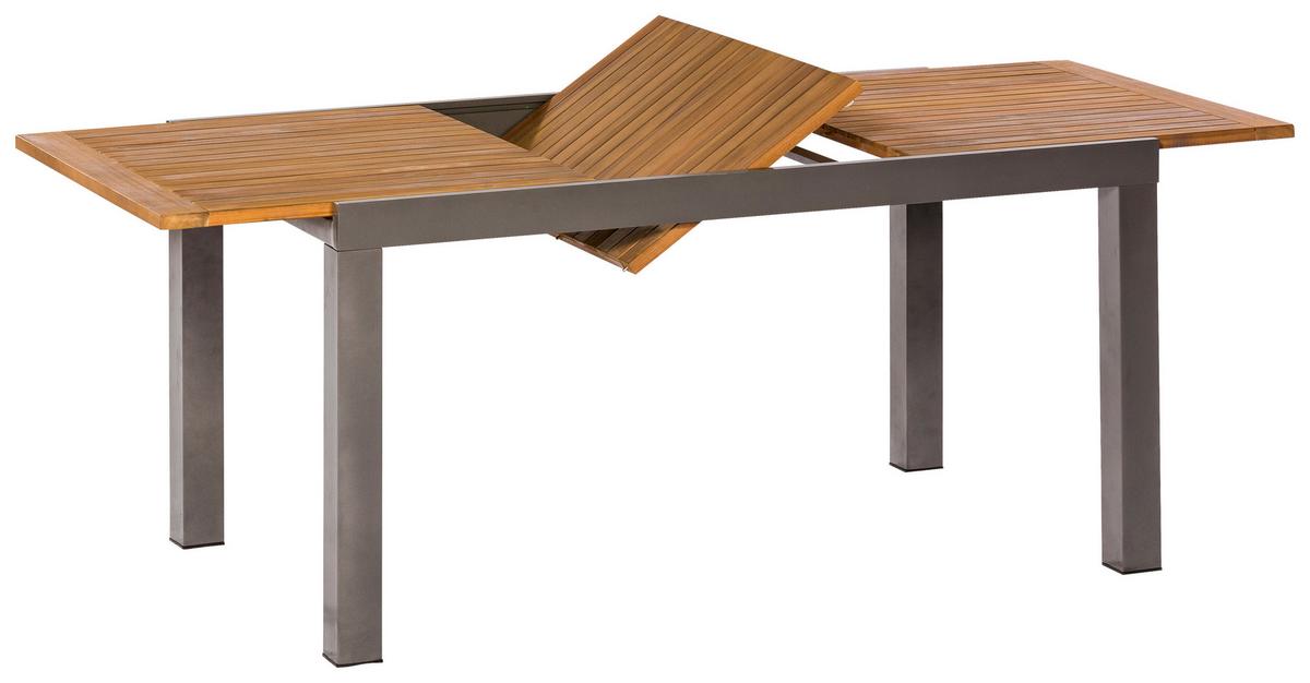 Gartengarnitur Santorin in Akaziefarben massiv - Graphitfarben/Naturfarben, MODERN, Holz/Metall - Gardenson