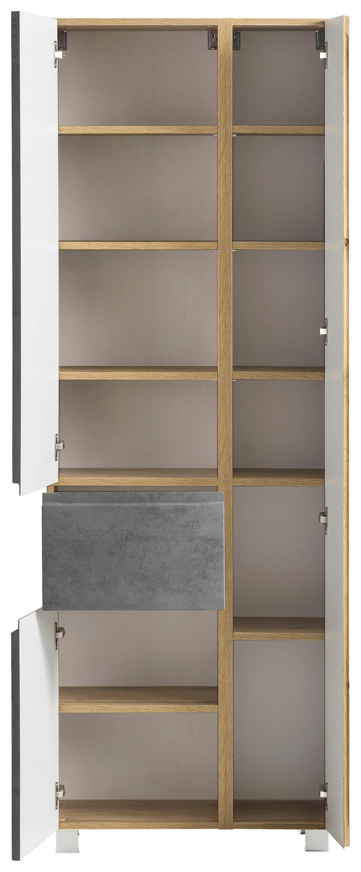 Hochschrank Varese ca. 65x180 cm Hellgrau/Eiche - Eiche Wotan/Hellgrau, MODERN, Holzwerkstoff (65/180/35cm) - Held