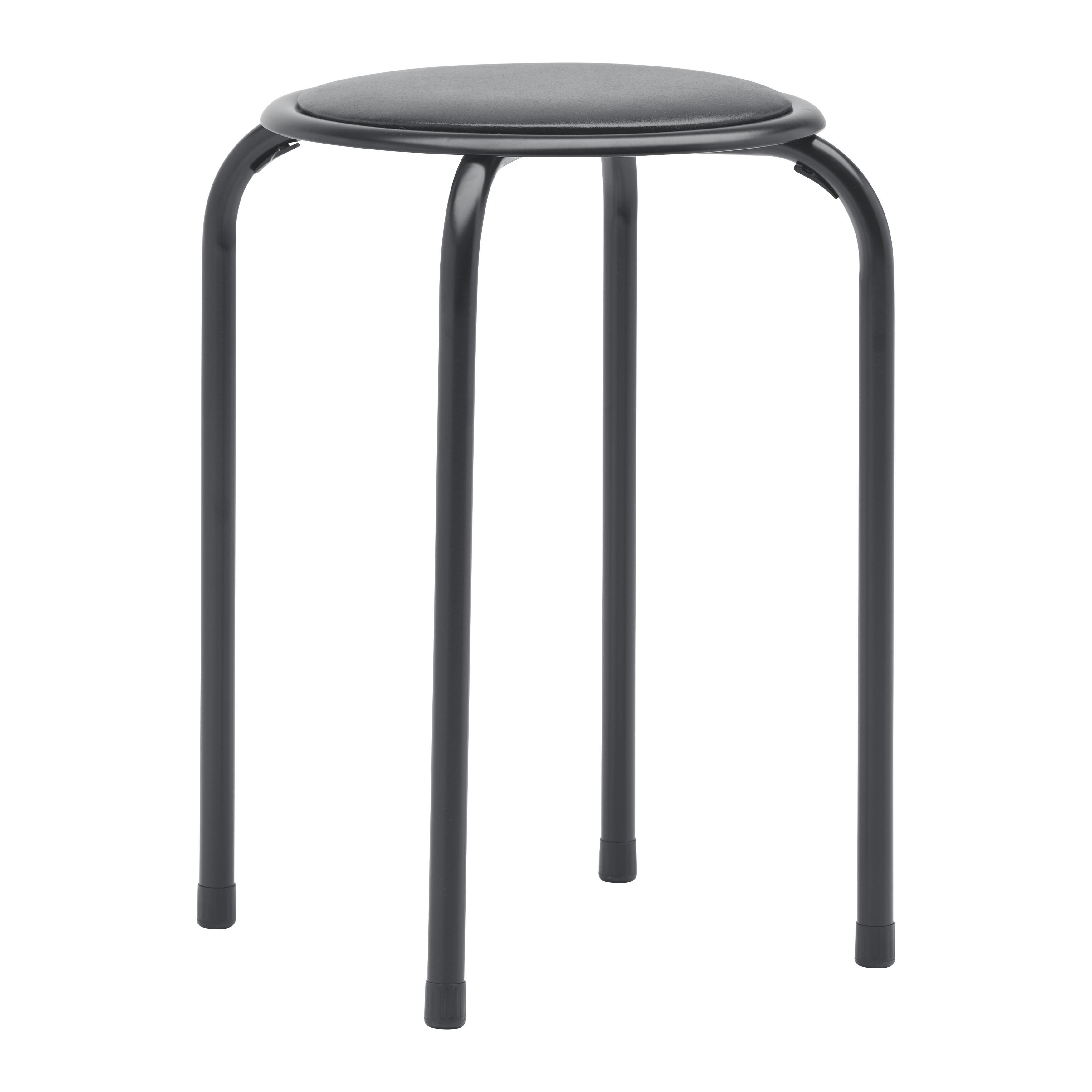 Stapelhocker Raki II Schwarz - Schwarz, Konventionell, Textil/Metall (30/45cm) - Based