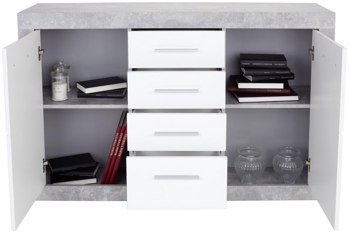 Servantă Malta - alb/gri, Modern, material pe bază de lemn (138/86/35cm) - Modern Living