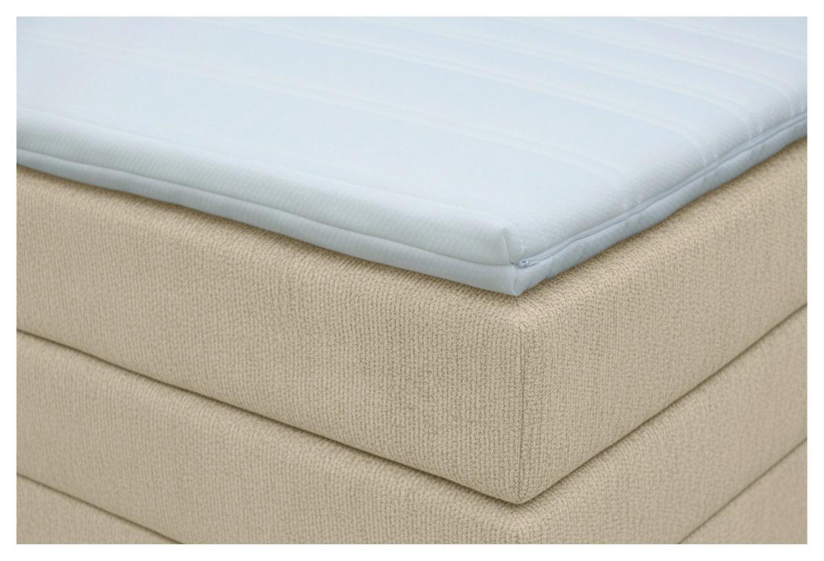 Boxspringbett London Creme ca. 180x200cm - Chromfarben/Creme, MODERN, Holz/Holzwerkstoff (180/200cm) - Premium Living