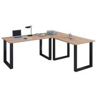 Kotna Pisalna Miza Lona, Hrast - črna/hrast sonoma, Moderno, kovina/leseni material (220/80/76cm) - MID.YOU
