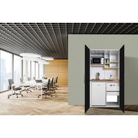 Schrankküche Economy Schwarz mit Geräte B: ca. 104 cm - Edelstahlfarben/Silberfarben, MODERN, Holzwerkstoff/Metall (104/193/67cm) - Respekta