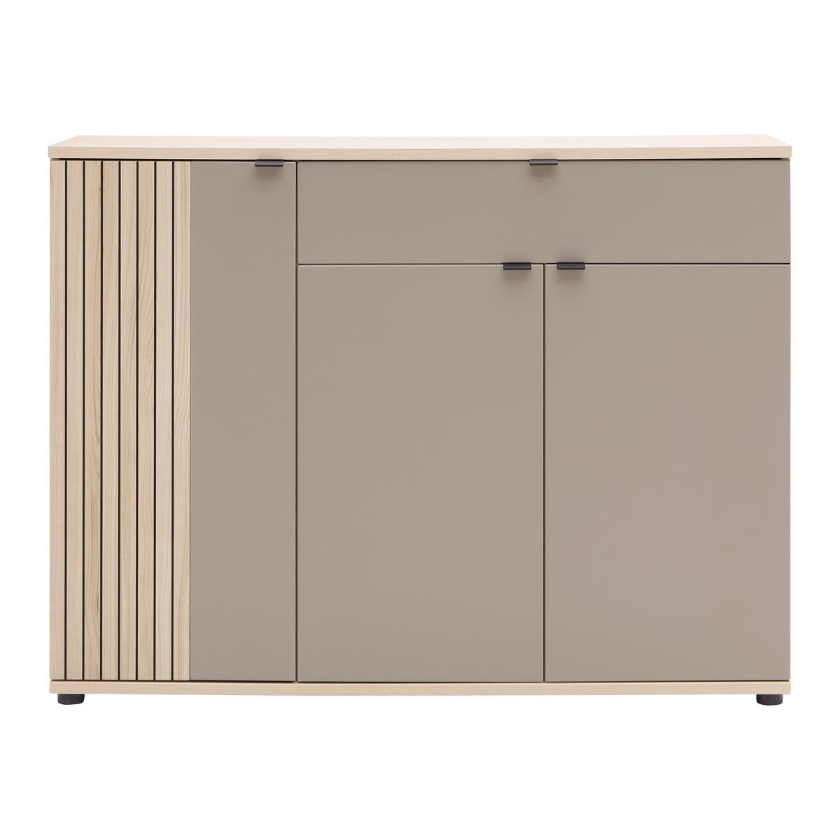 Schuhschrank Pisa Taupe/Eichefarben - Taupe/Eichefarben, MODERN, Holzwerkstoff/Metall (133/103/38cm) - Mömax