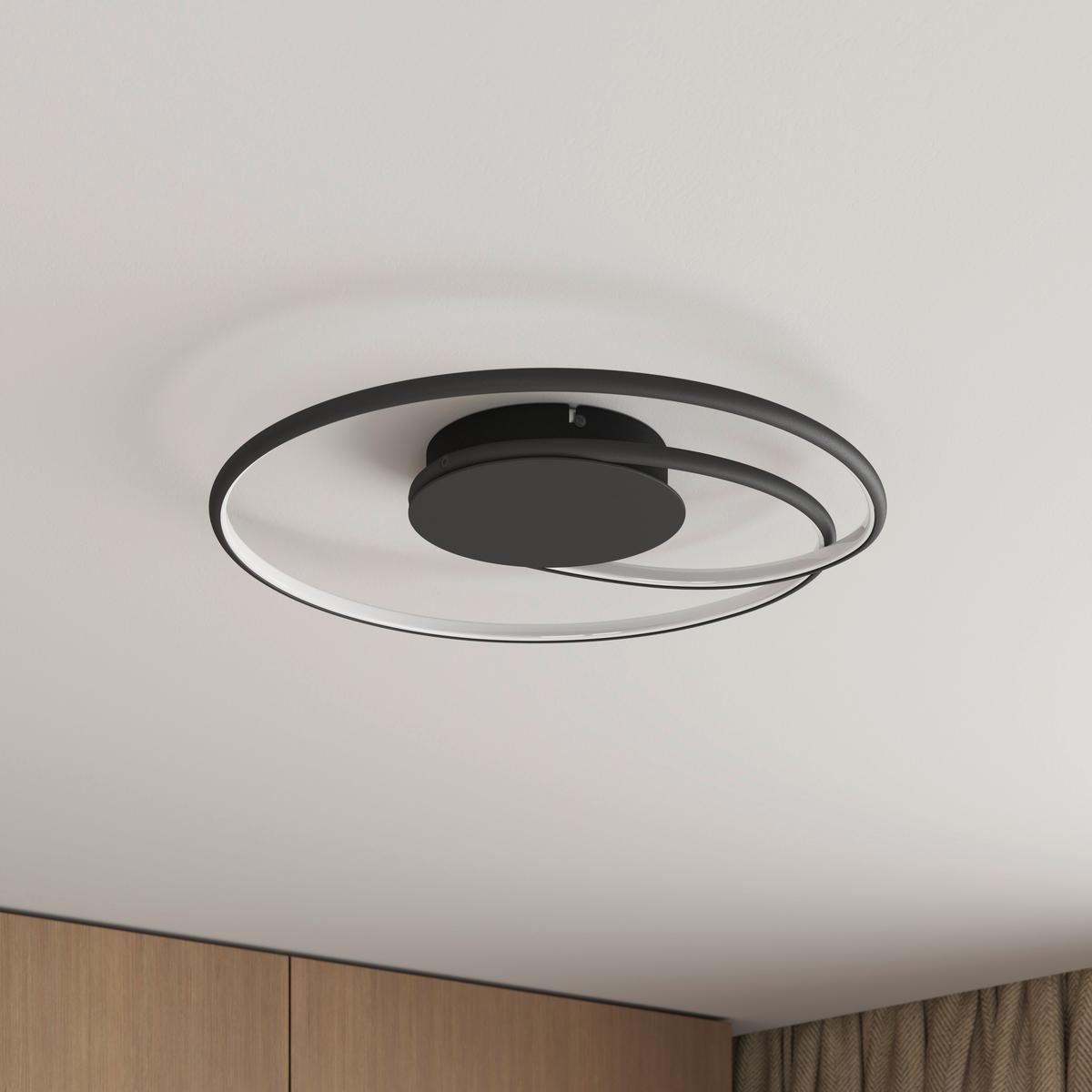 LAMPA SUFITOWA LED BIRMINGHAM *SBN* - czarny, Lifestyle, tworzywo sztuczne/metal (45/8cm) - Novel