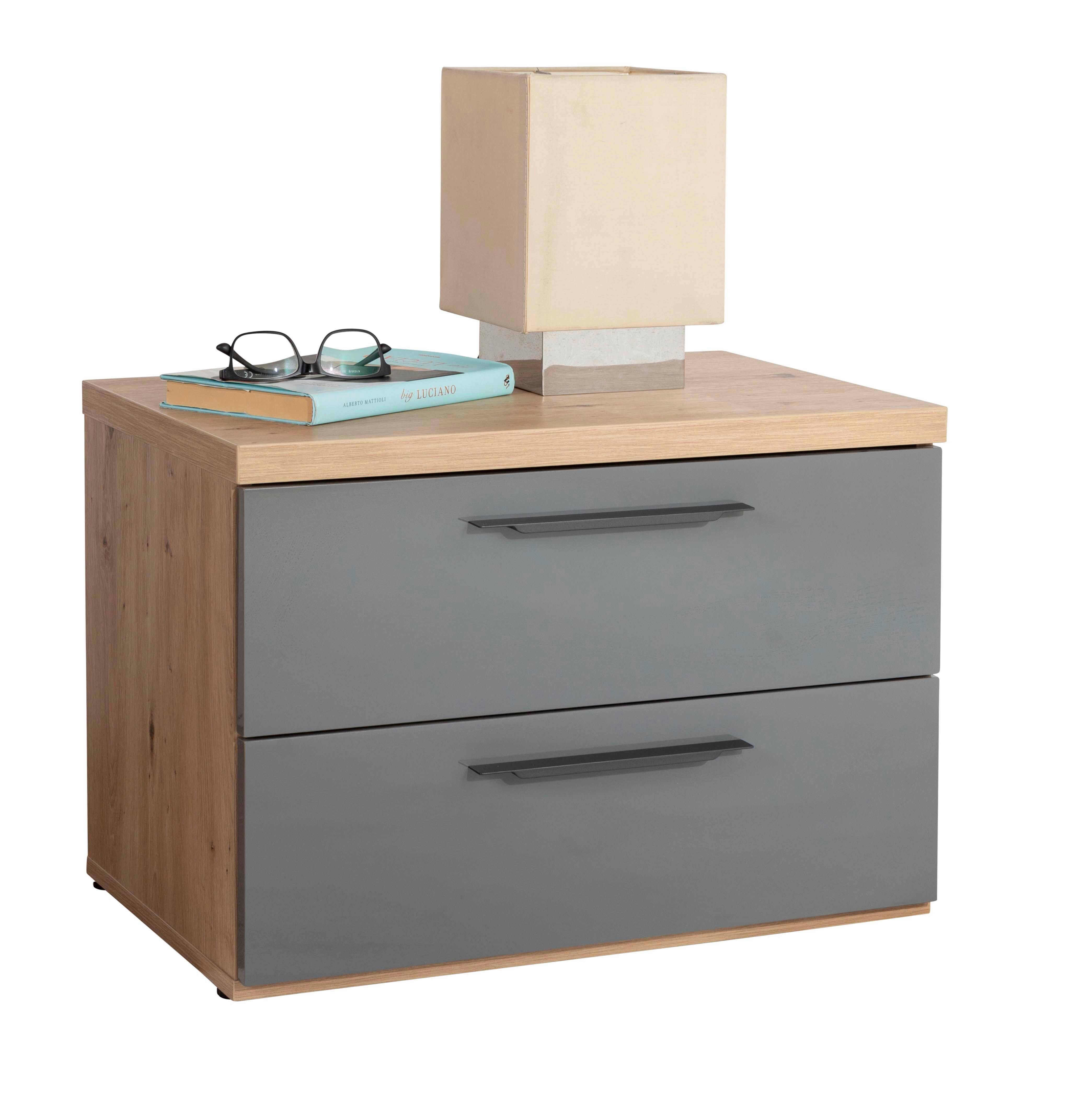 Noćni Stočić Sposami - siva visoki sjaj/crna, Moderno, metal/pločasti materijal (60/44/40cm) - Premium Living