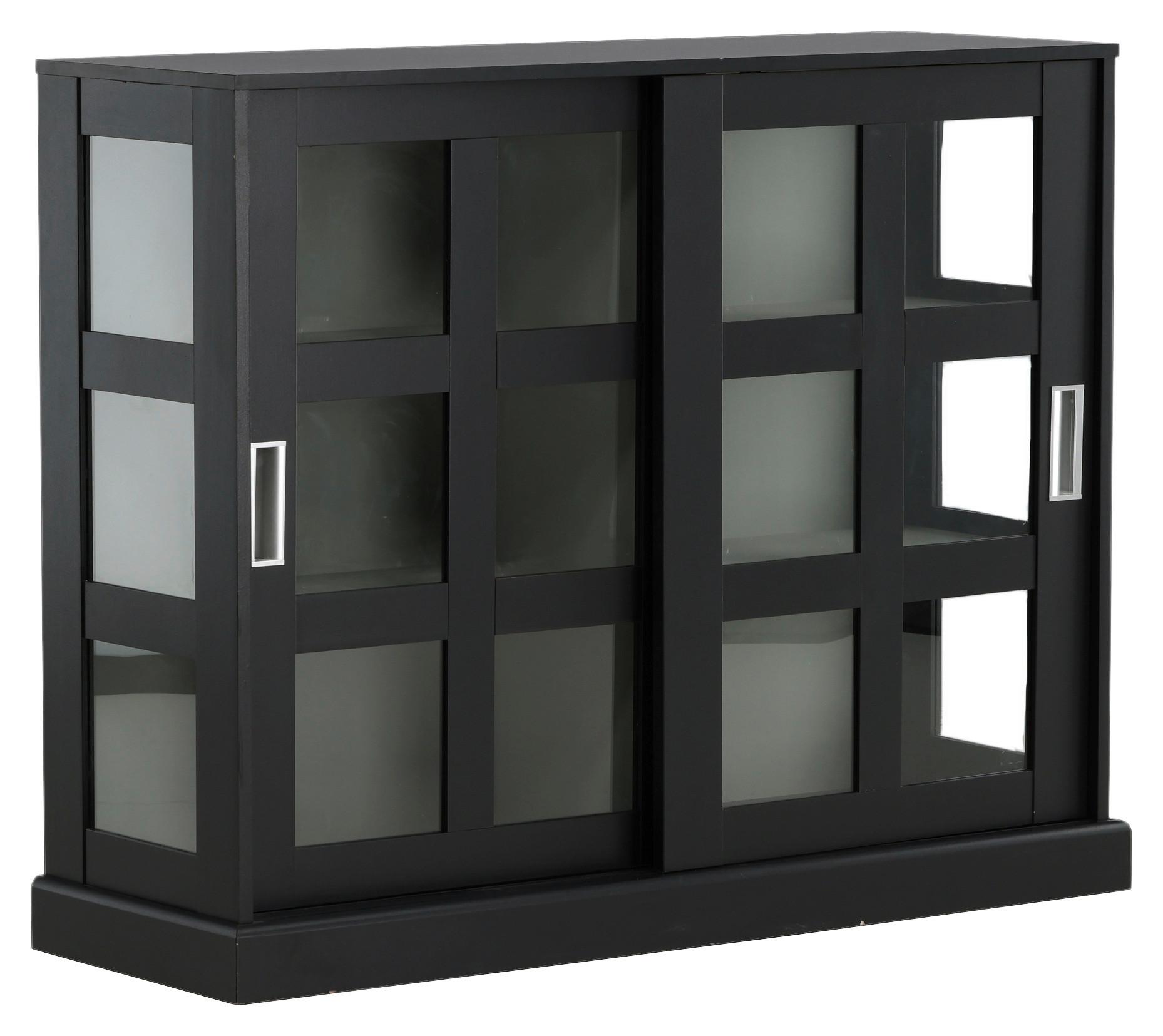 SIDEBOARD LOCK - Schwarz, Design, Glas/Holzwerkstoff (120/95/40cm) - Livetastic