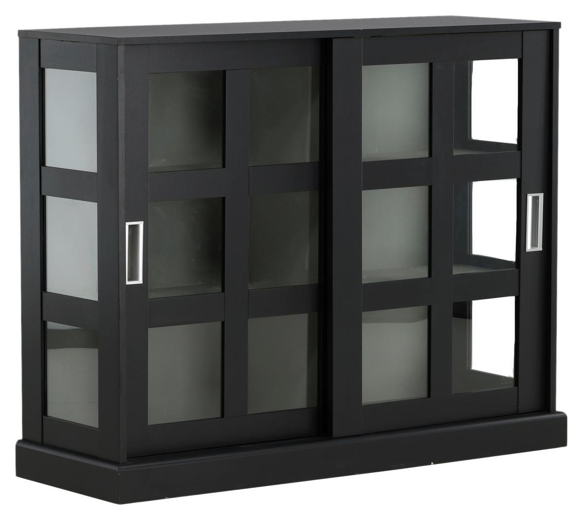 SIDEBOARD LOCK - Schwarz, Design, Glas/Holzwerkstoff (120/95/40cm) - Livetastic