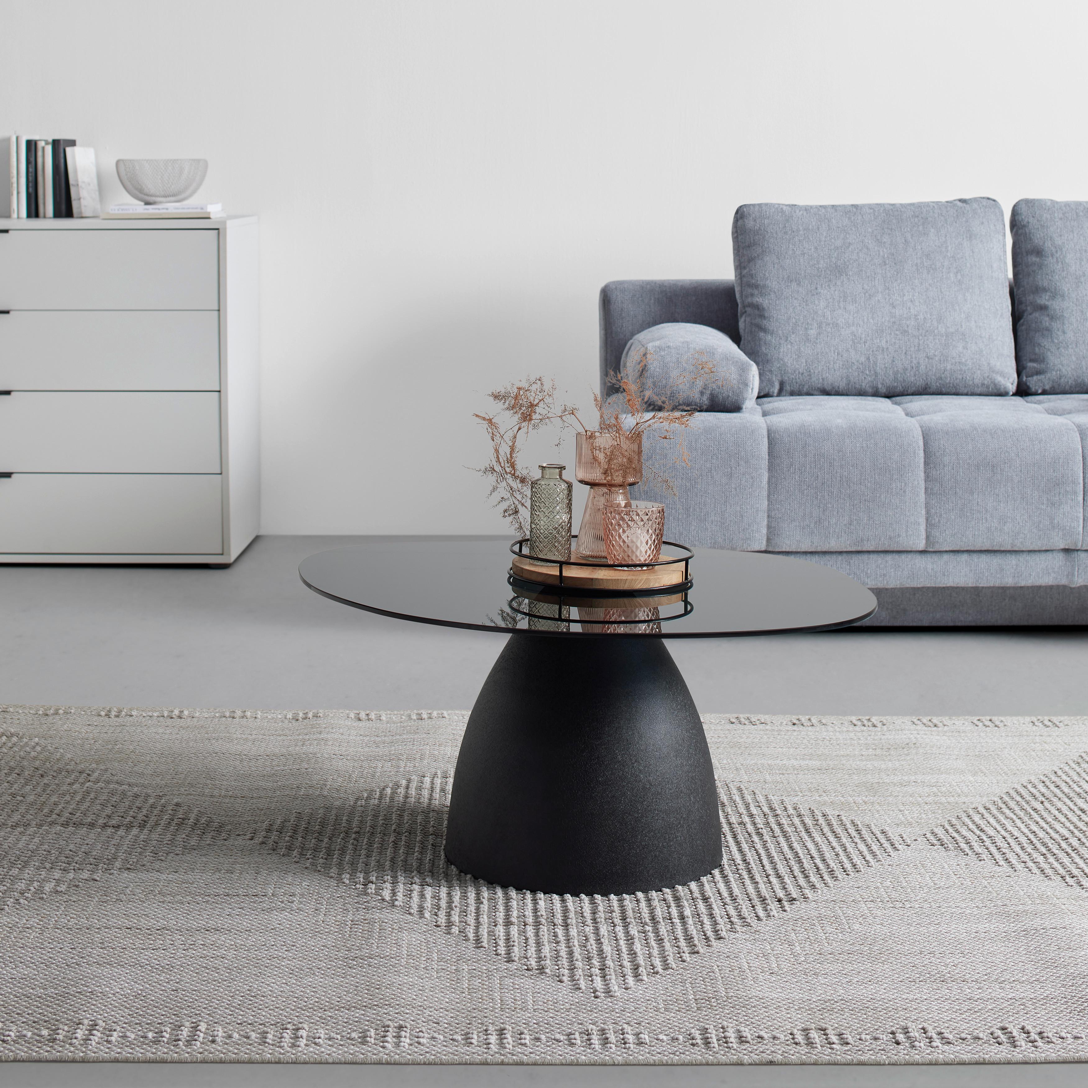 Couchtisch Murphy Schwarz Metall getöntes Glas - Schwarz, MODERN, Glas/Metall (86/76/40cm) - Premium Living