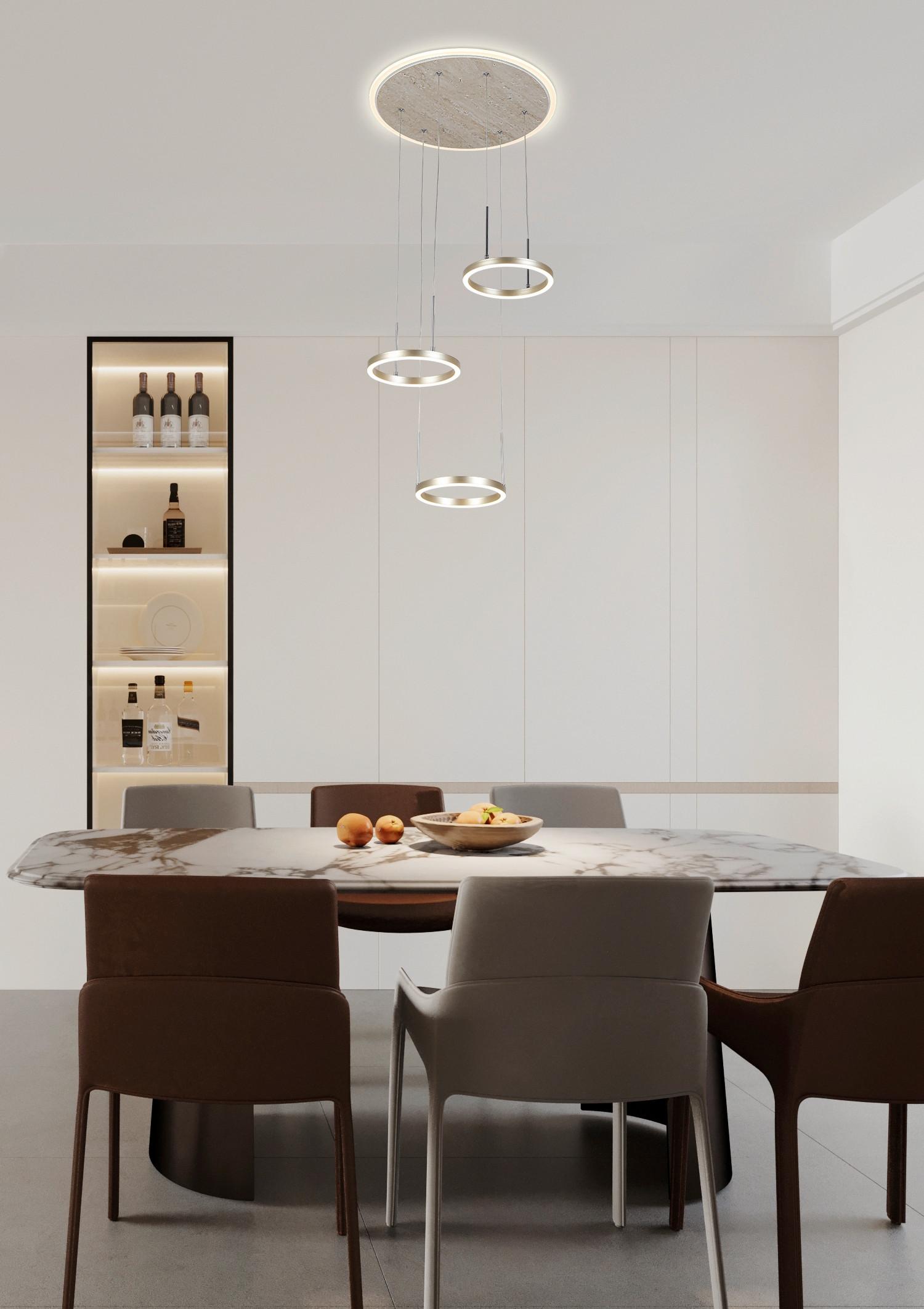 LED-HÄNGLAMPA STONI - champagne, Modern, metall/plast (42/42/150cm) - Mömax