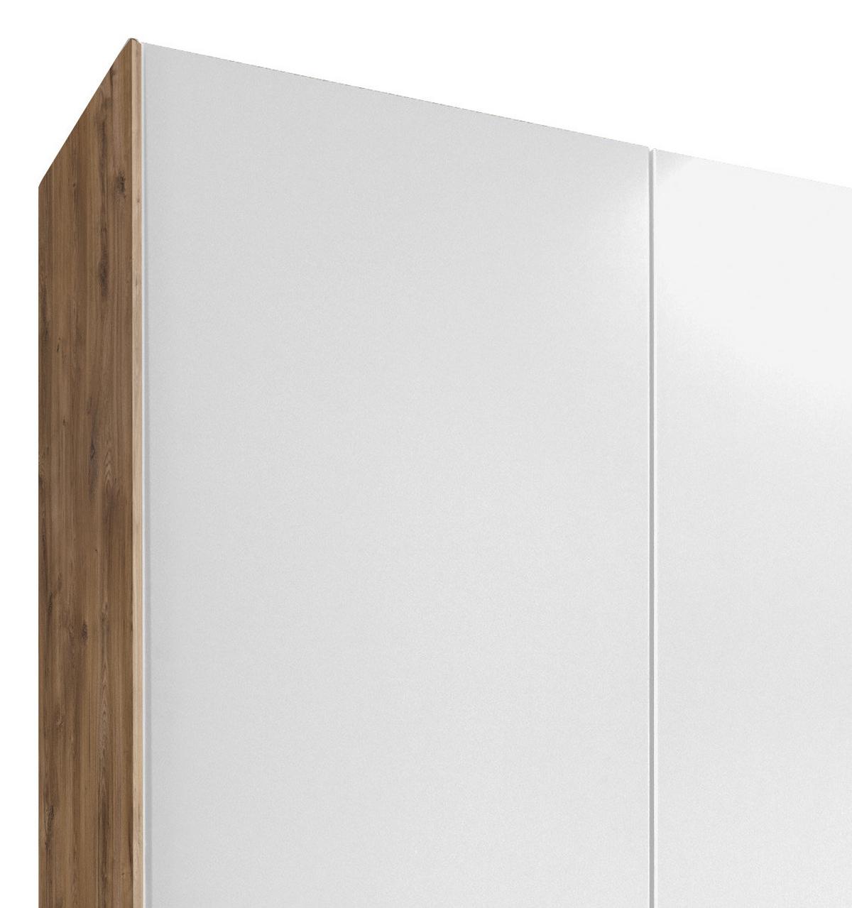 Drehtürenschrank Level 36A mit Spiegel ca. 250 cm Weiß/Eiche - Chromfarben/Eichefarben, MODERN, Glas/Holzwerkstoff (250/216/58cm) - MID.YOU