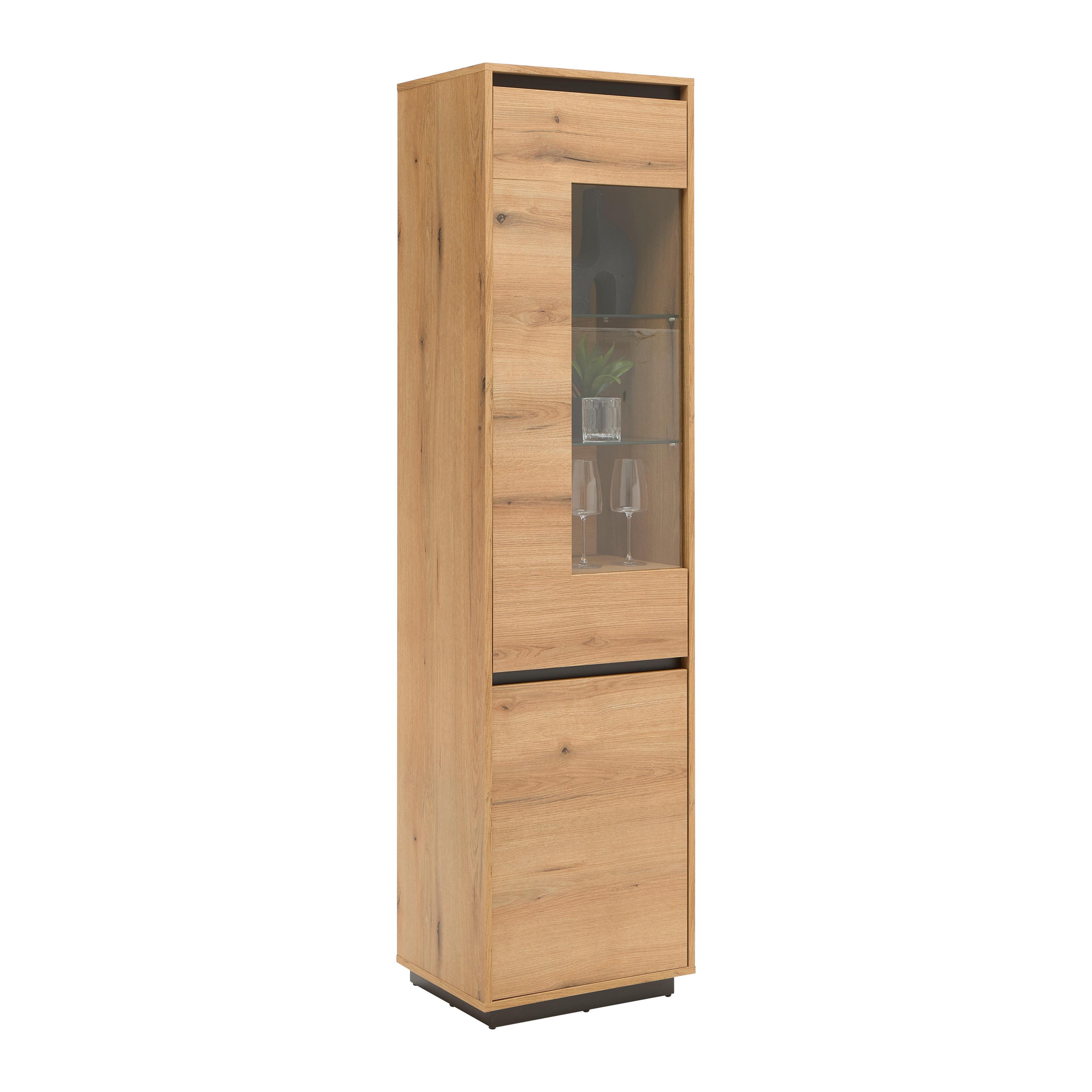 Vitrina Puro - boje hrasta, Moderno, staklo/drvni materijal (50/190/38cm) - Modern Living