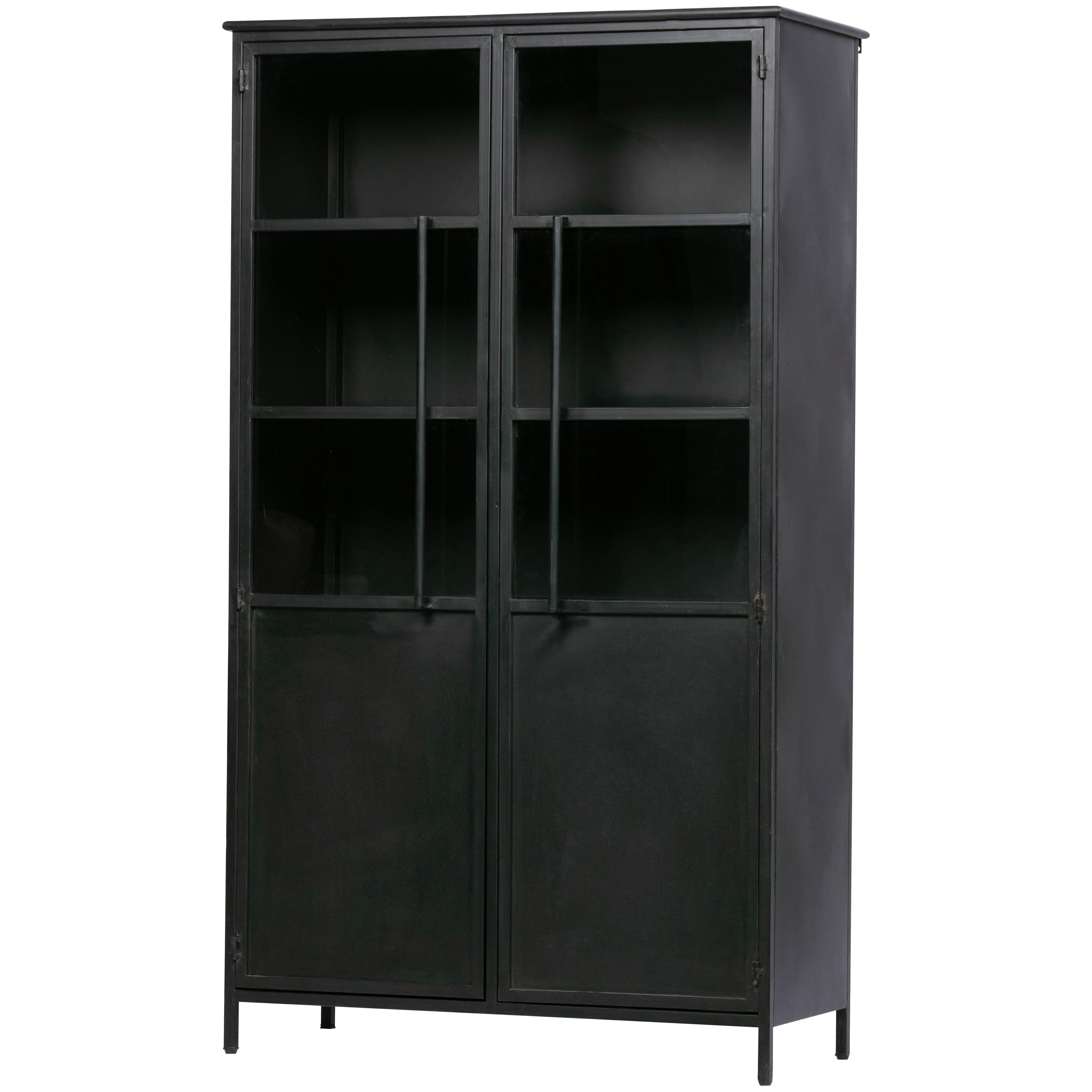 Vitrine Exhibit Schwarz - Schwarz, Design, Glas/Metall (99/170/44cm) - Livetastic
