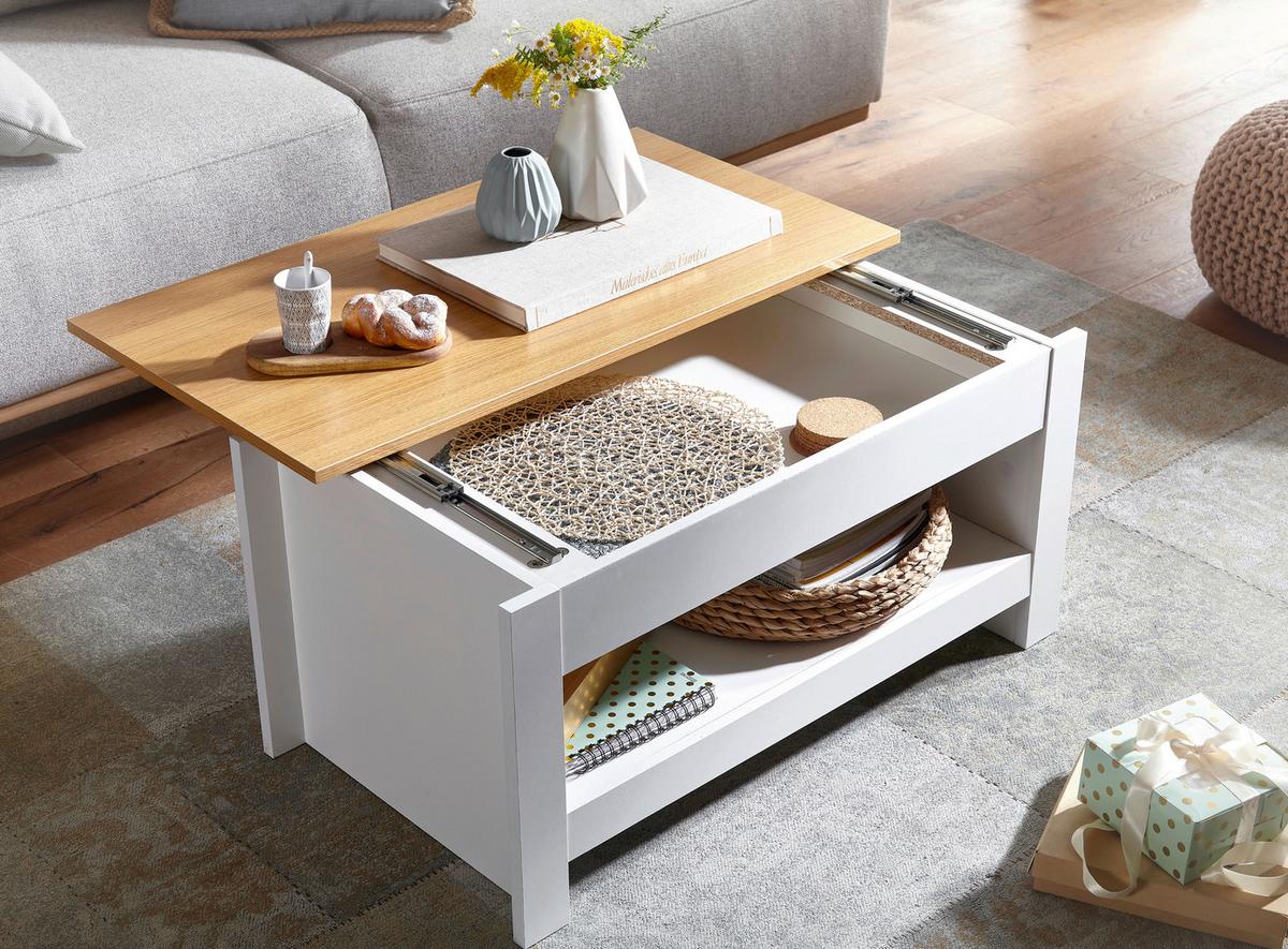 Klubska Miza Wl6.382 - barve hrasta/bela, Moderno, leseni material (85/47/45cm) - MID.YOU