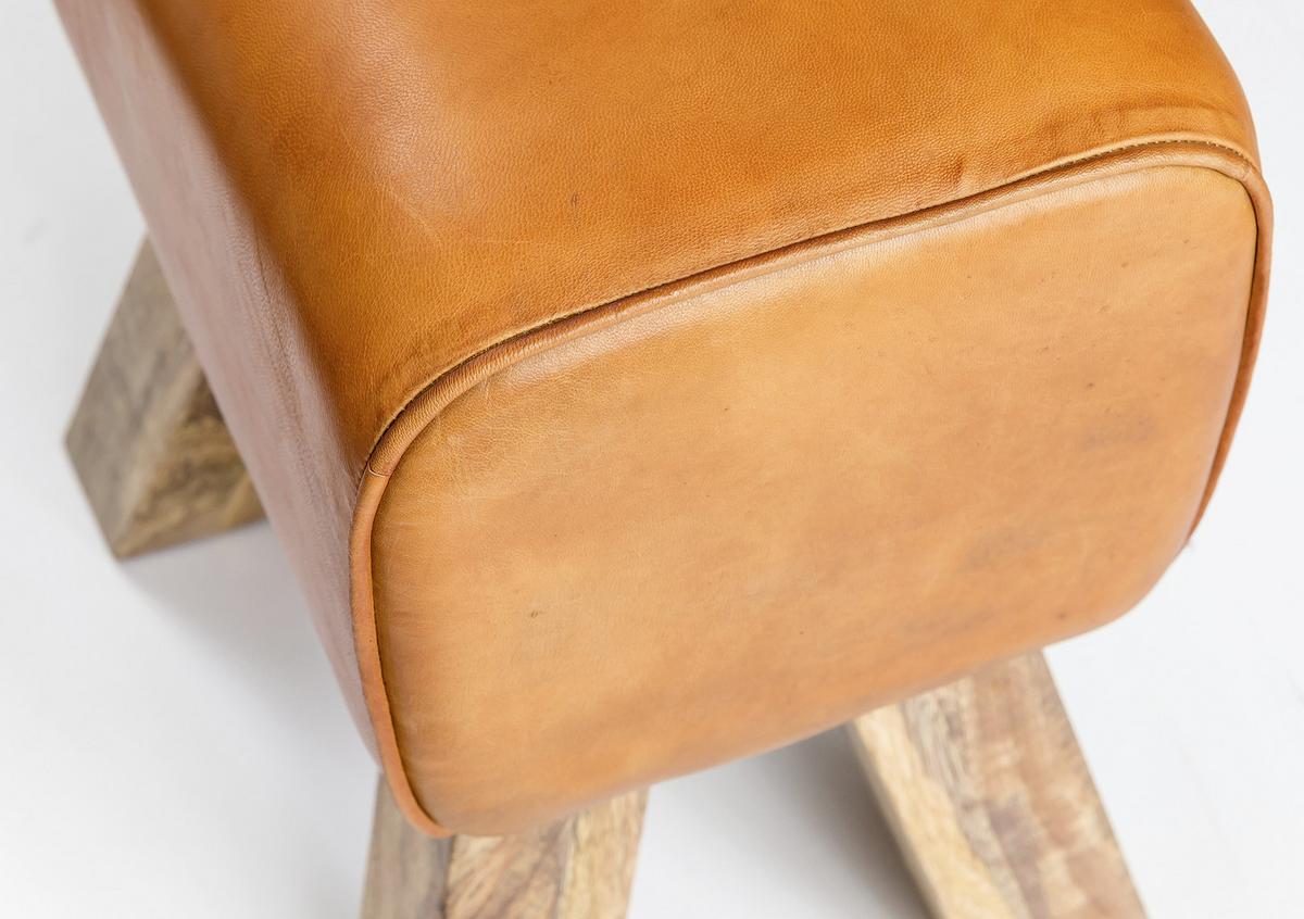 Hocker WL5.108 ca. 40x47 cm Braun/Echtleder - Braun, Natur, Leder/Holz (40/47/30cm) - MID.YOU