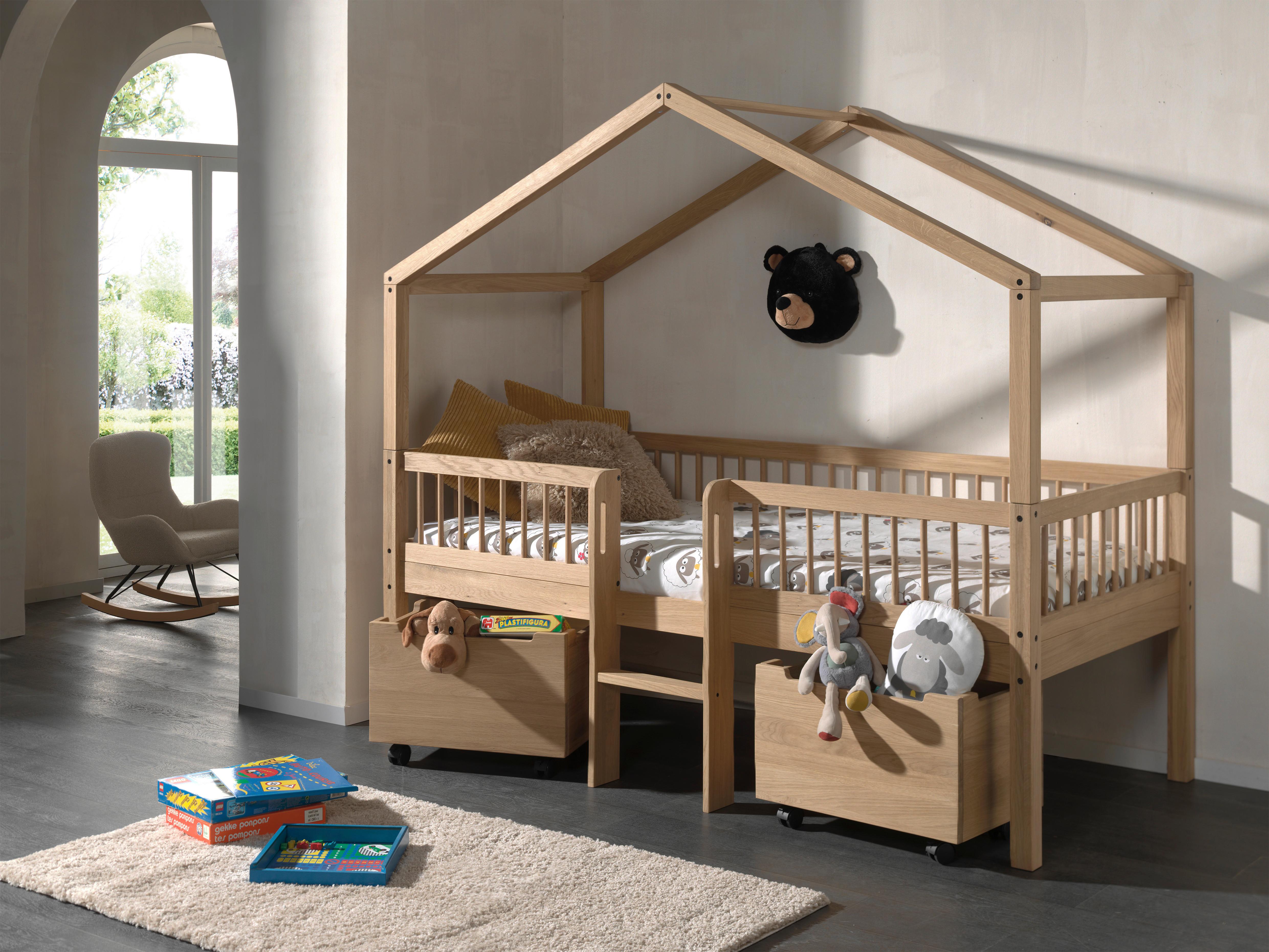 Hausbett FORREST Eichefarben ca. 90x200 cm Bettladen - Eichefarben/Eschefarben, MODERN, Holz (90/200cm) - Vipack