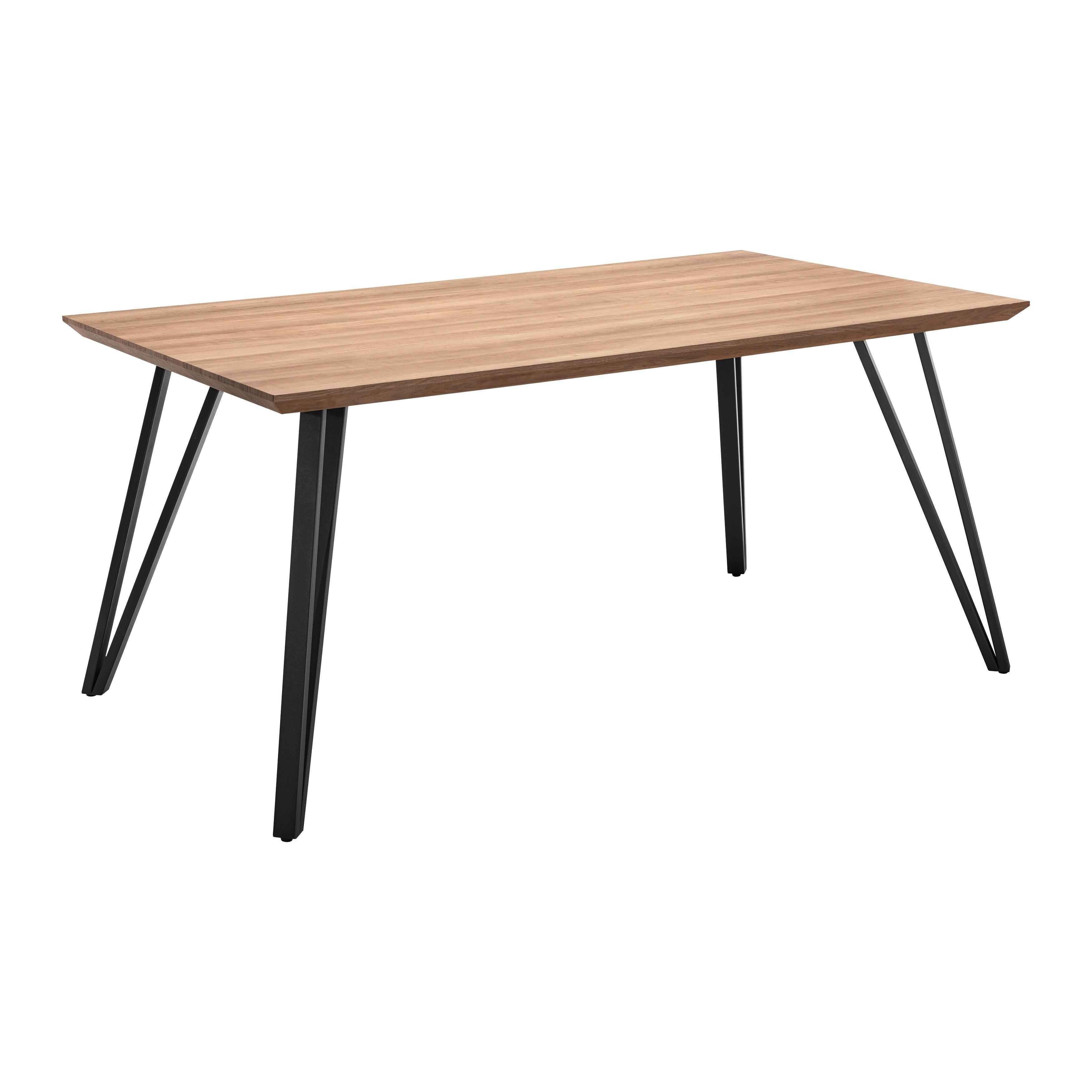 Esstisch Holz "Delia", ca. 160x90 cm, Nuss - Nussbaumfarben/Schwarz, Modern, Holzwerkstoff/Metall (160/90/75cm) - Bessagi Home