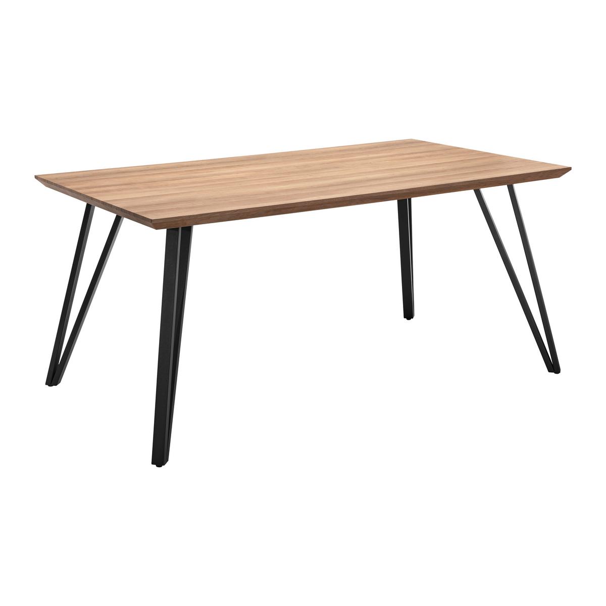 Jedilna Miza Delia, Barva Oreha - črna/barve oreha, Moderno, kovina/leseni material (160/75/90cm) - Bessagi Home