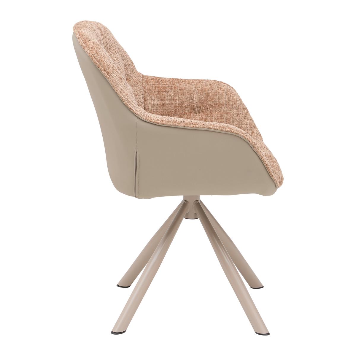 Armlehnstuhl Eileen Braun/Grau/Beige - Beige/Braun, MODERN, Textil/Metall (62/85/62cm) - Mömax