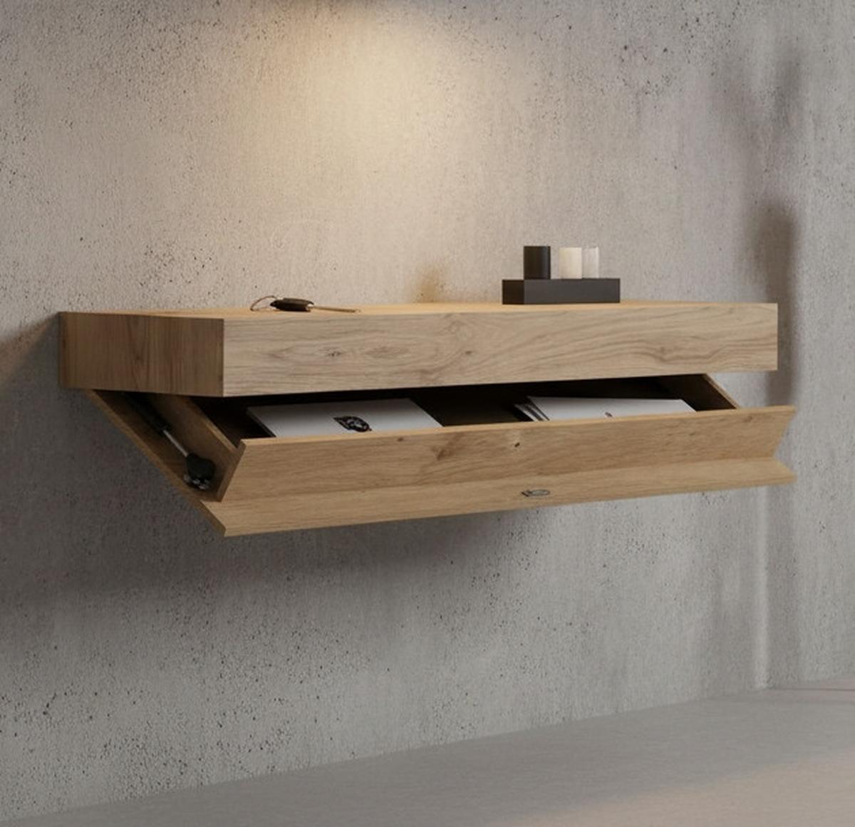 REGAŁ ŚCIENNY SAFE - kolor dębowy, Basics, materiał drewnopochodny (80/7/24cm) - Xora