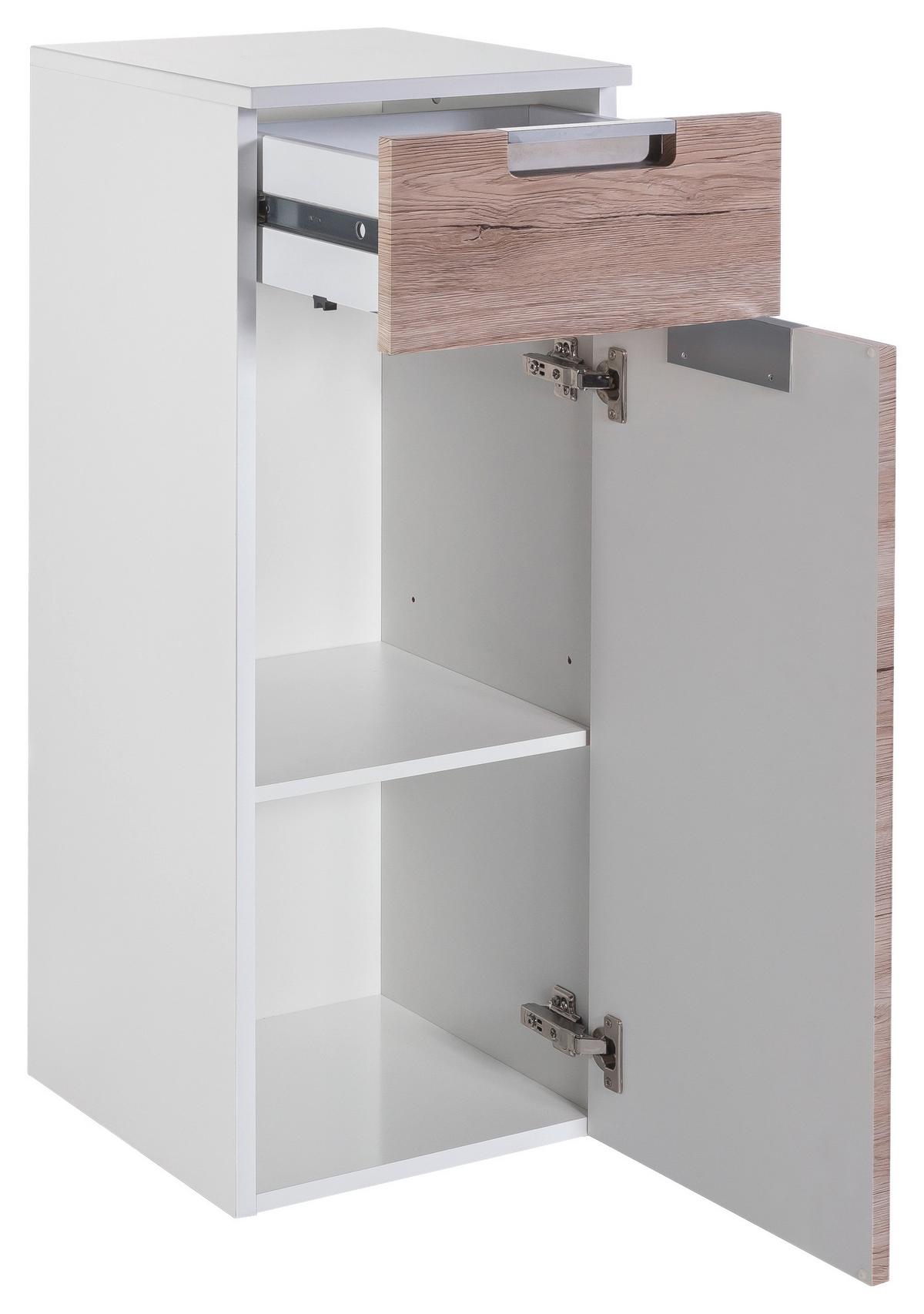 Unterschrank "Mars" , eiche - Chromfarben/Eichefarben, MODERN, Holzwerkstoff/Metall (33,0/88,5/35,0cm) - MID.YOU