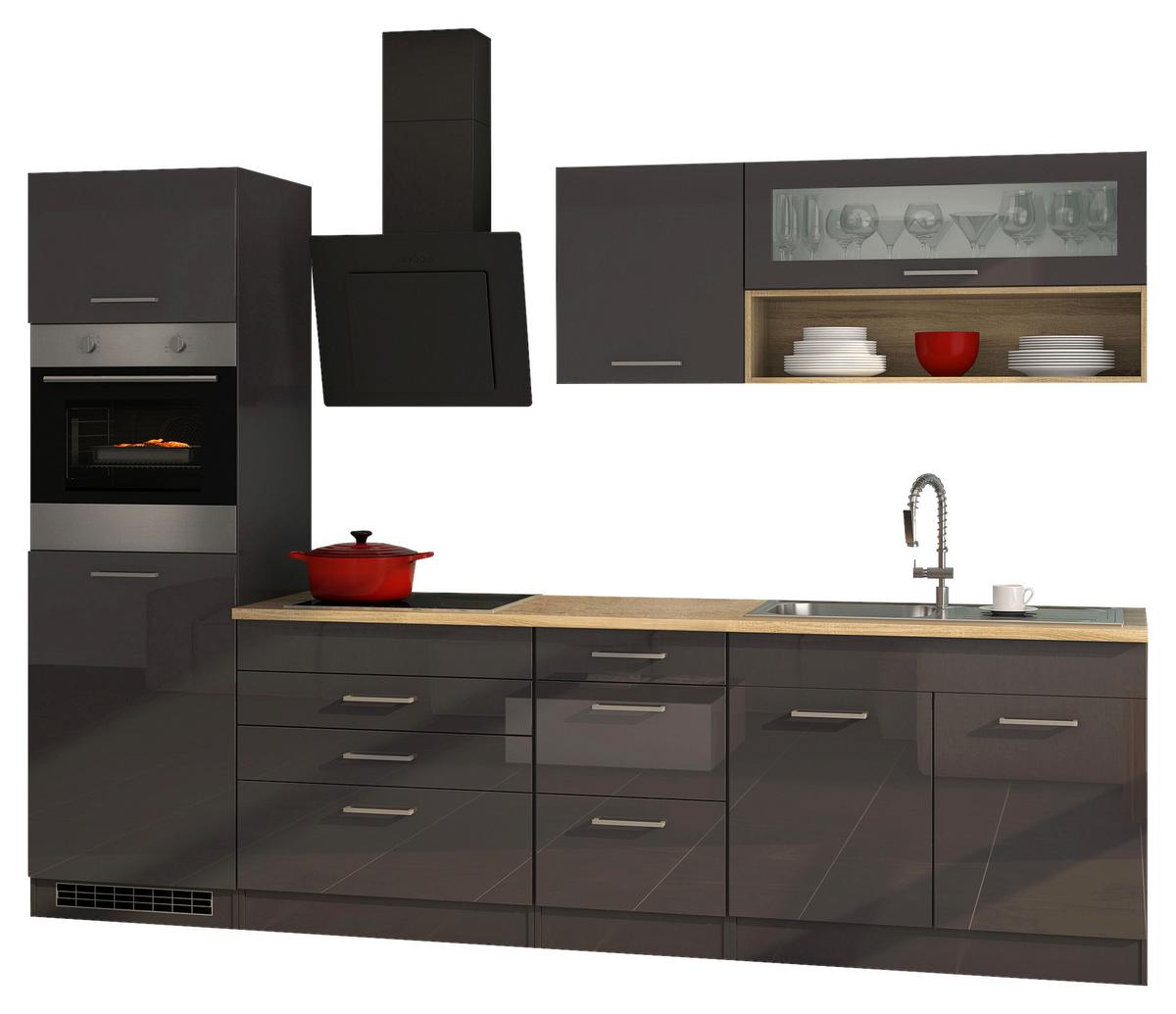 Küchenleerblock Mailand o. Geräte Graphitfarben - Silberfarben/Graphitfarben, MODERN, Holzwerkstoff/Metall (290cm) - Held