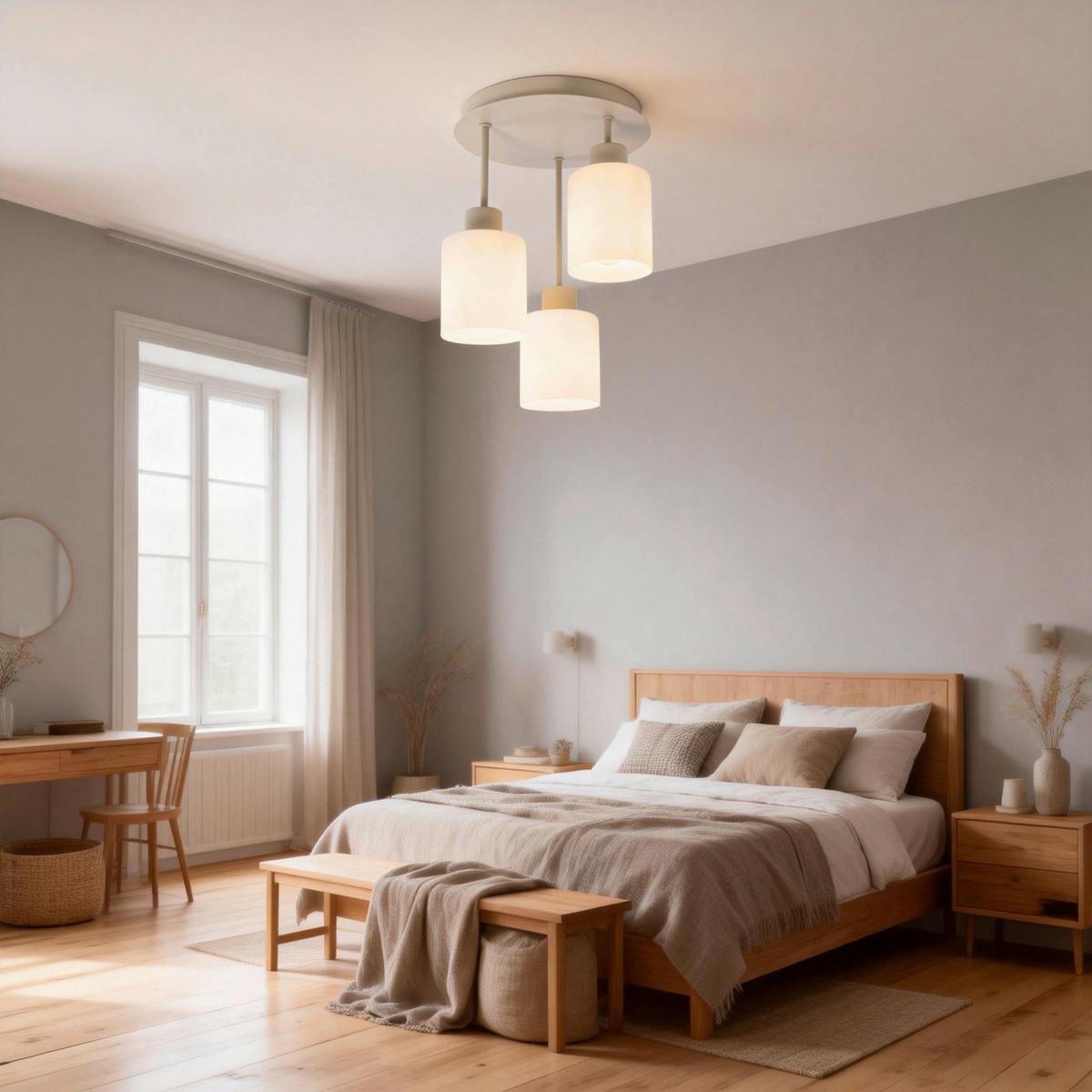 LAMPA WISZĄCA KINGA - biały/kolor piaskowy, Trend, metal/szkło (27/36cm) - Novel