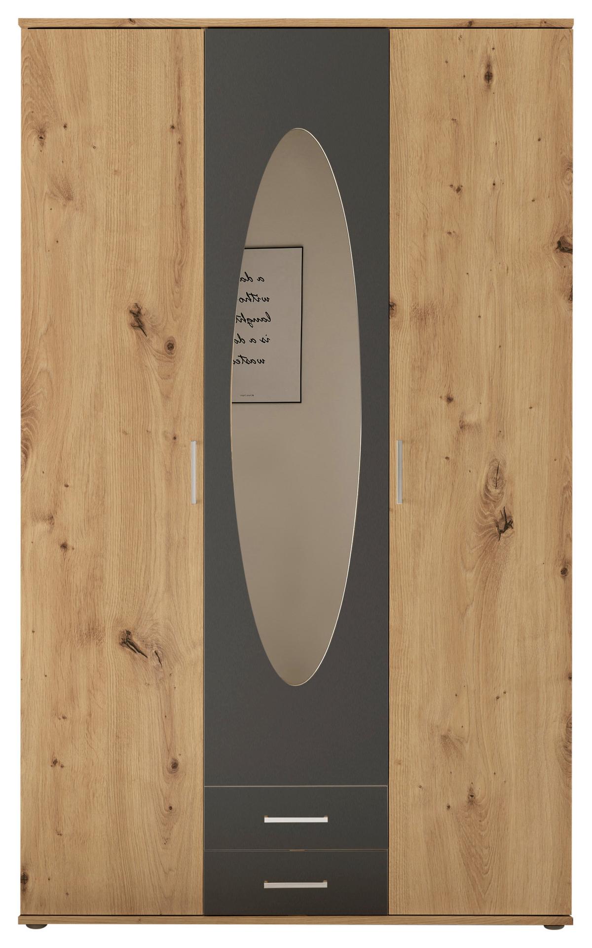 SZAFA UCHYLNA PAUL - kolor aluminiowy/kolor grafitowy, Basics, materiał drewnopochodny/tworzywo sztuczne (120/195/55cm)